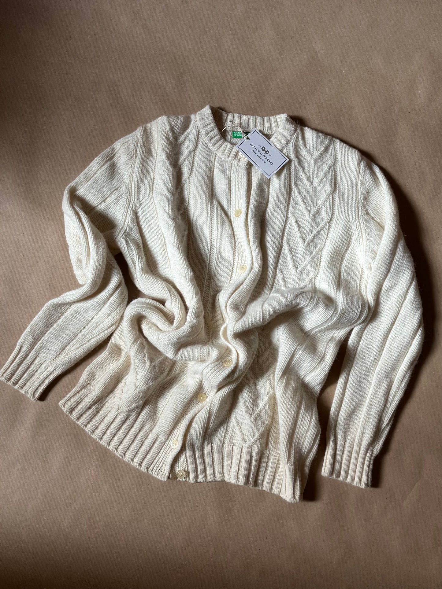 Vintage Wool & Angora Milk White Maxi Cardigan