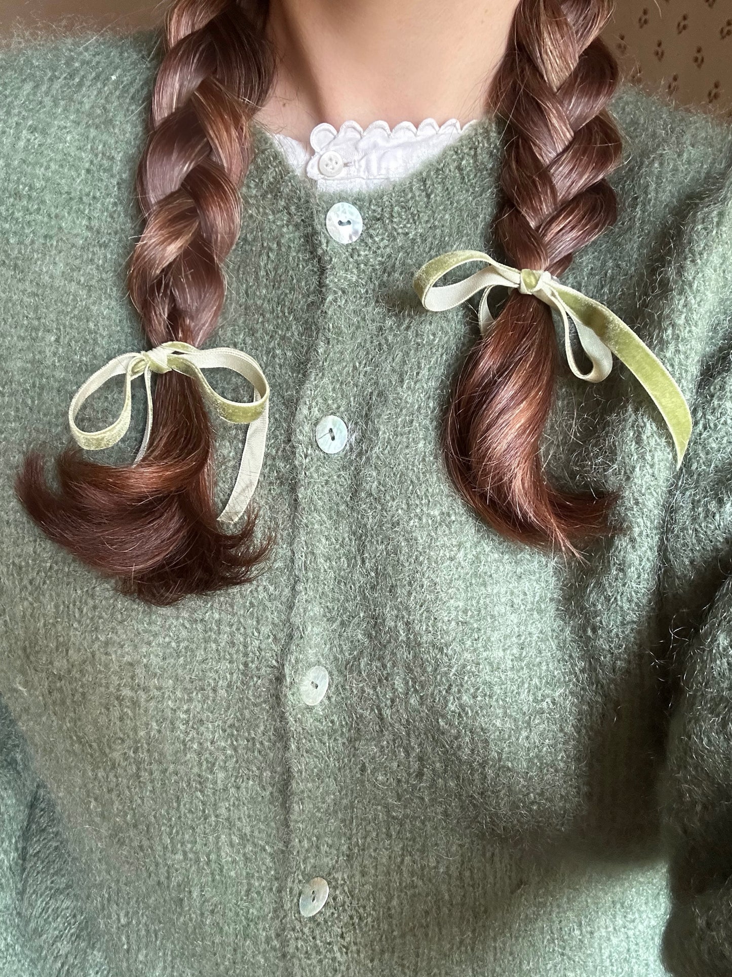 Mohair Sage Green Cardigan