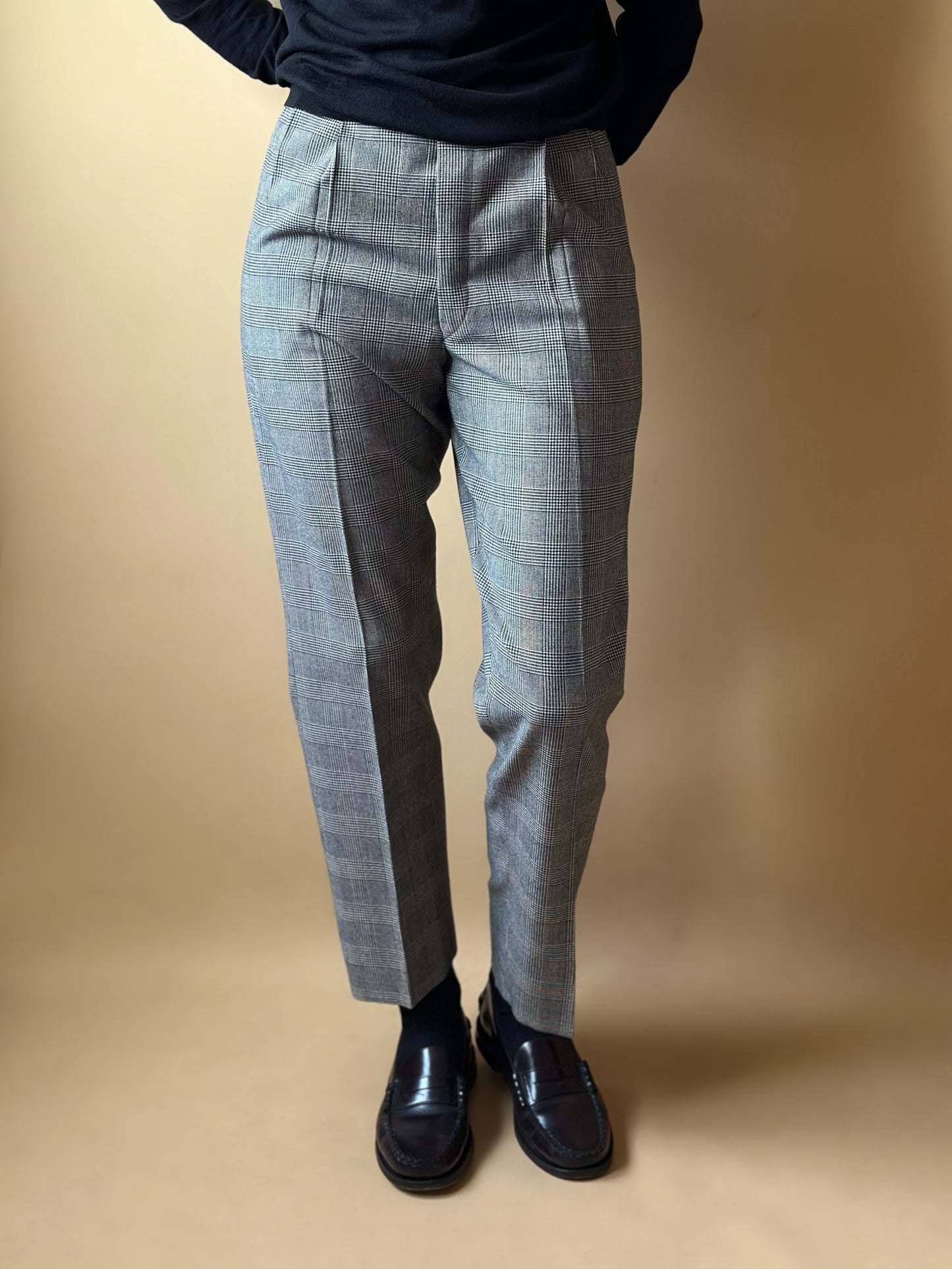 Vintage Black & White Checkered Wool Trousers