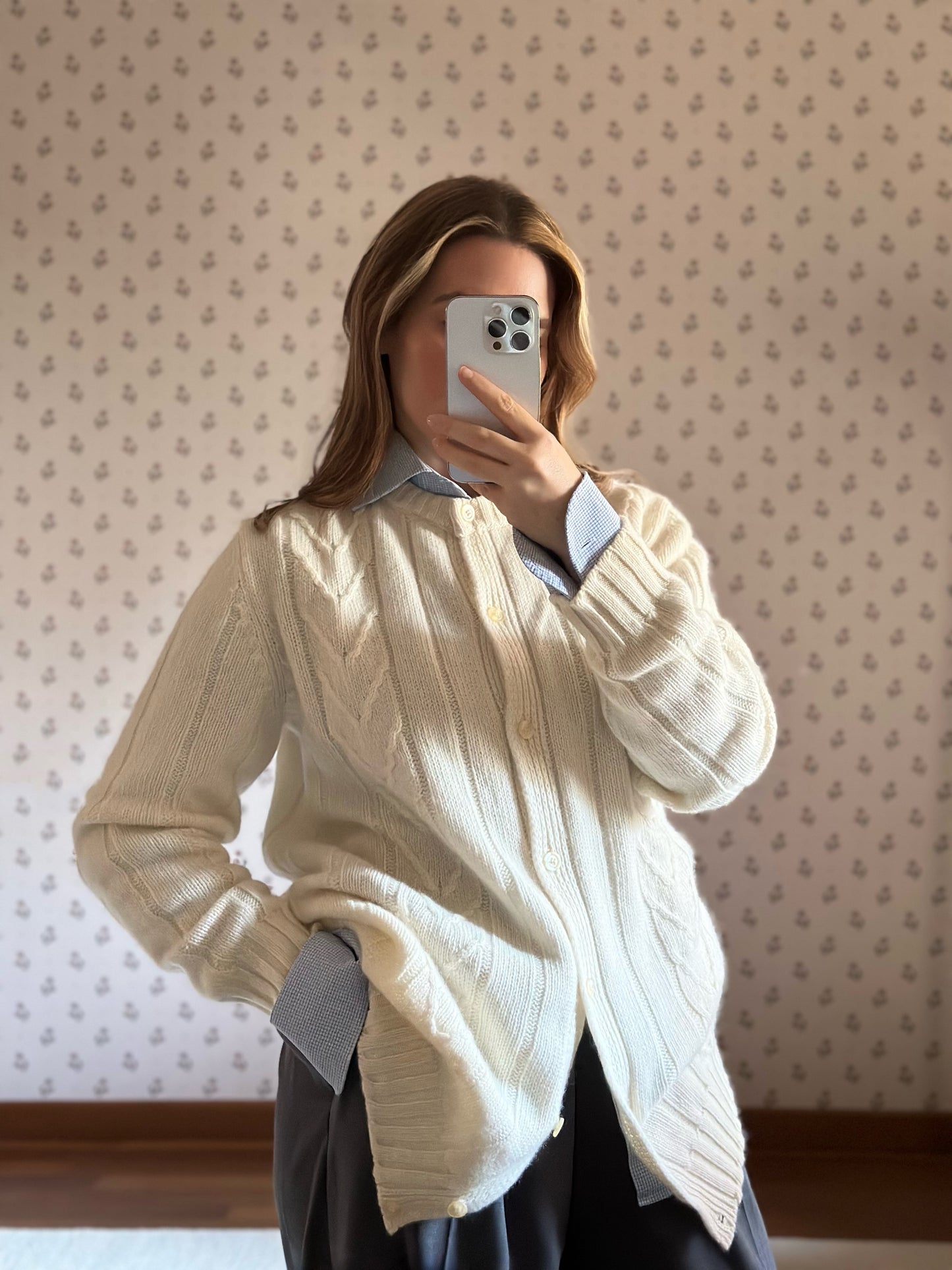 Vintage Wool & Angora Milk White Maxi Cardigan