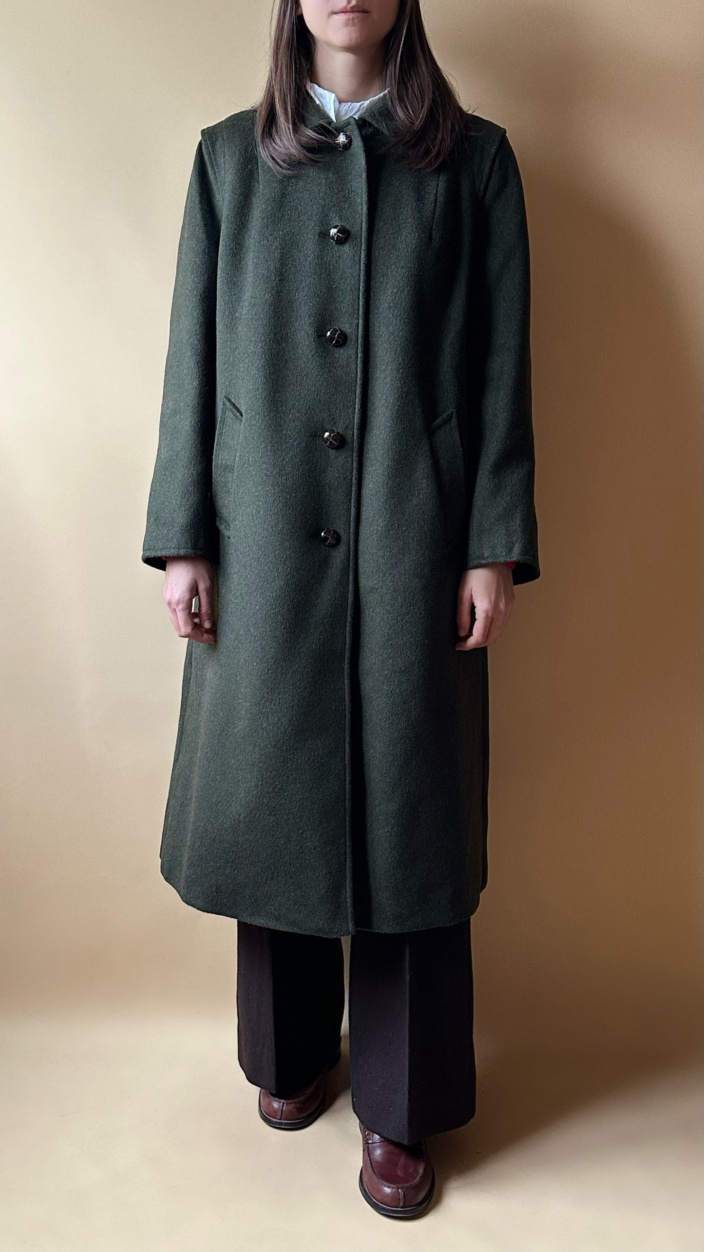 Vintage Green Loden With Tartan Lining