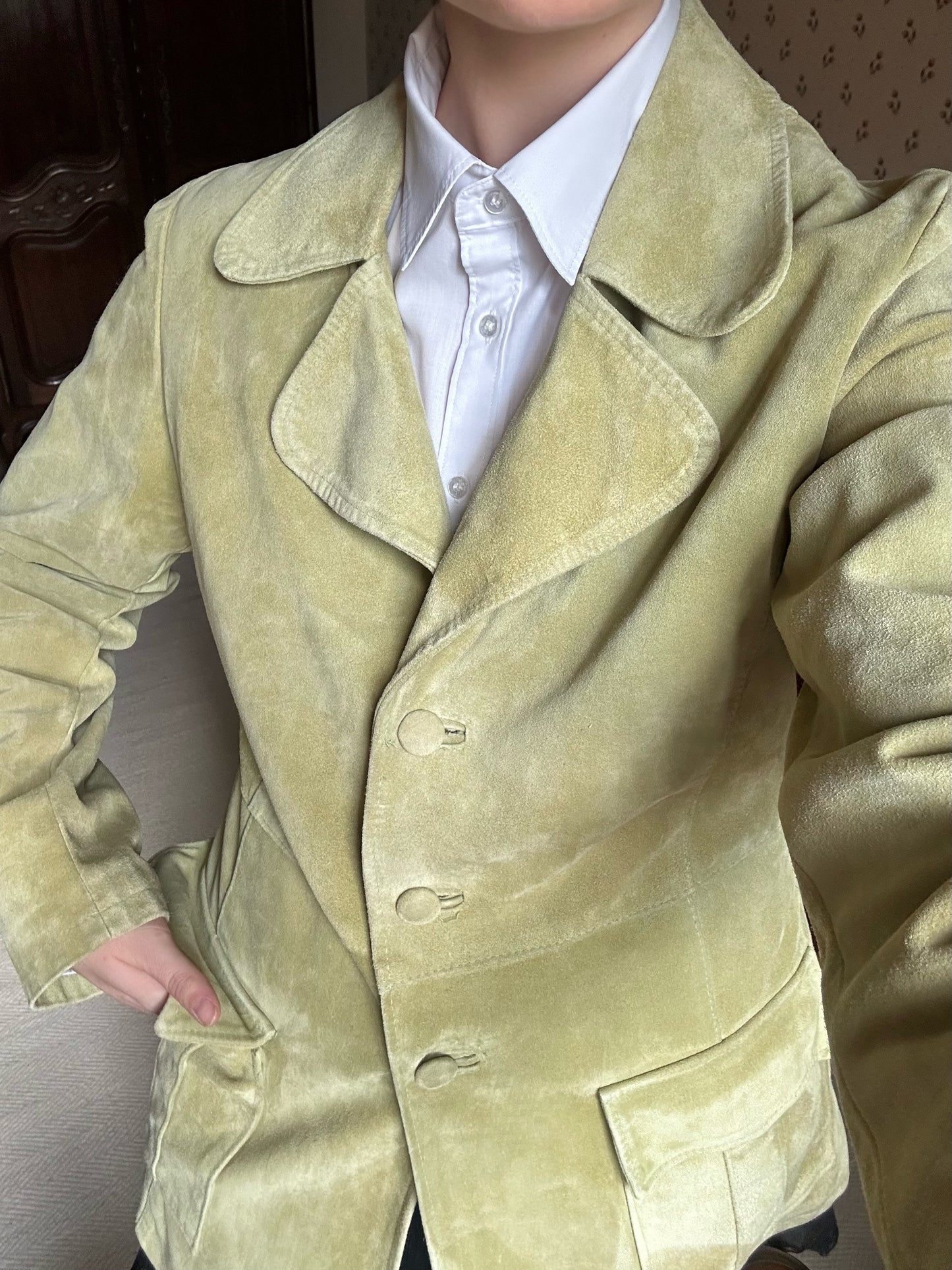 Vintage Pistachio Suede Jacket