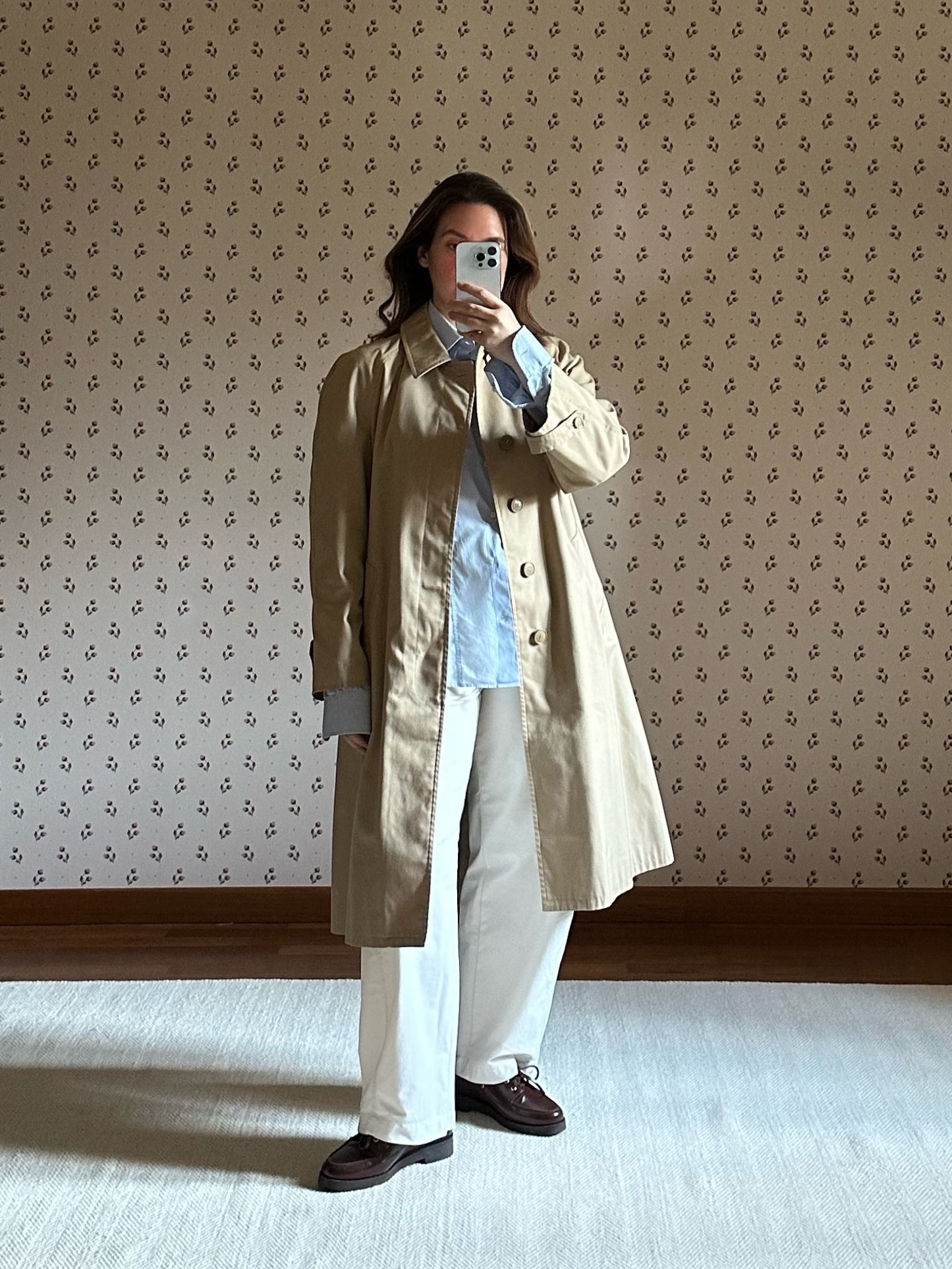 Vintage Beige Belted Trench Coat