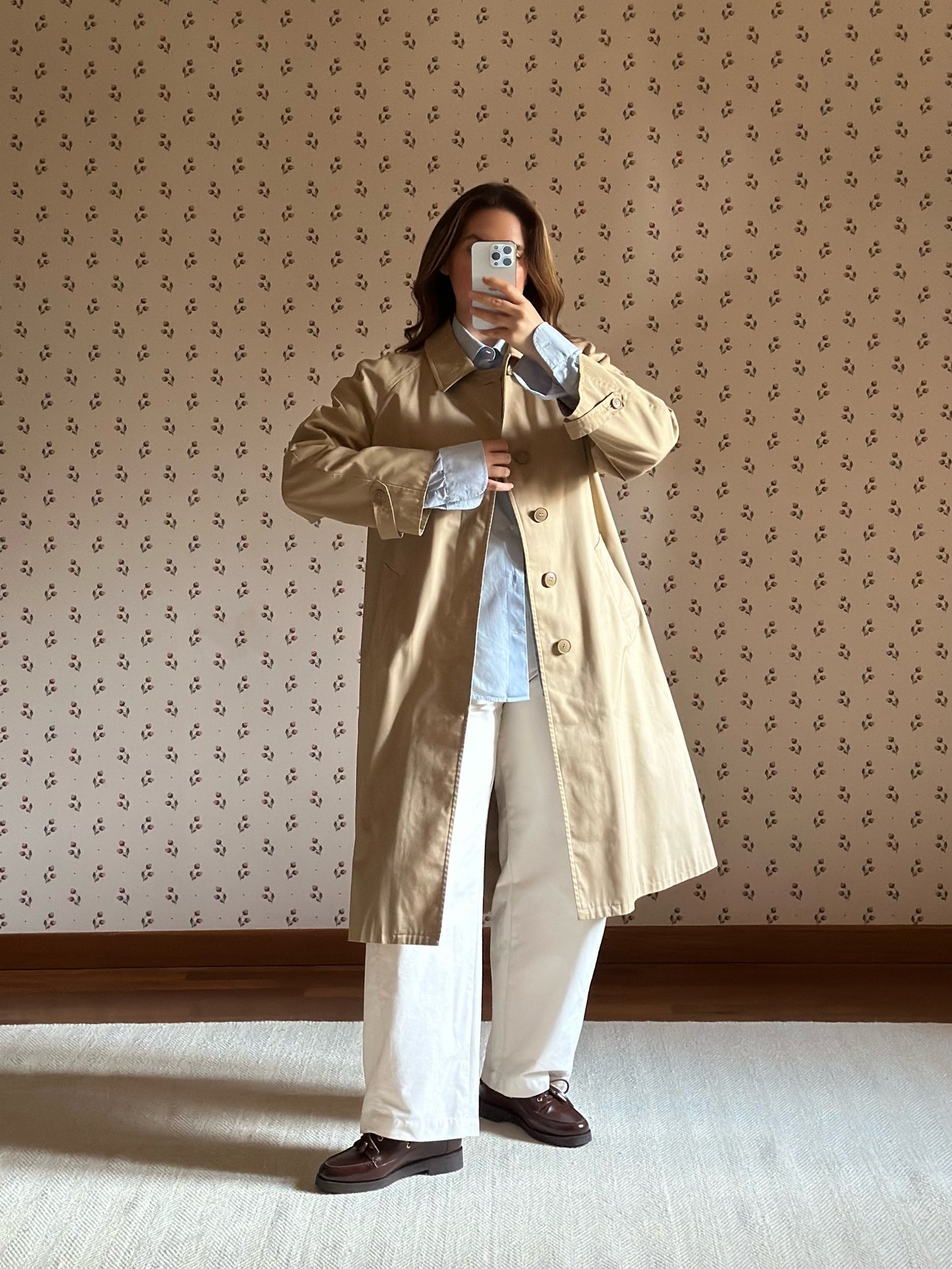 Vintage Beige Belted Trench Coat