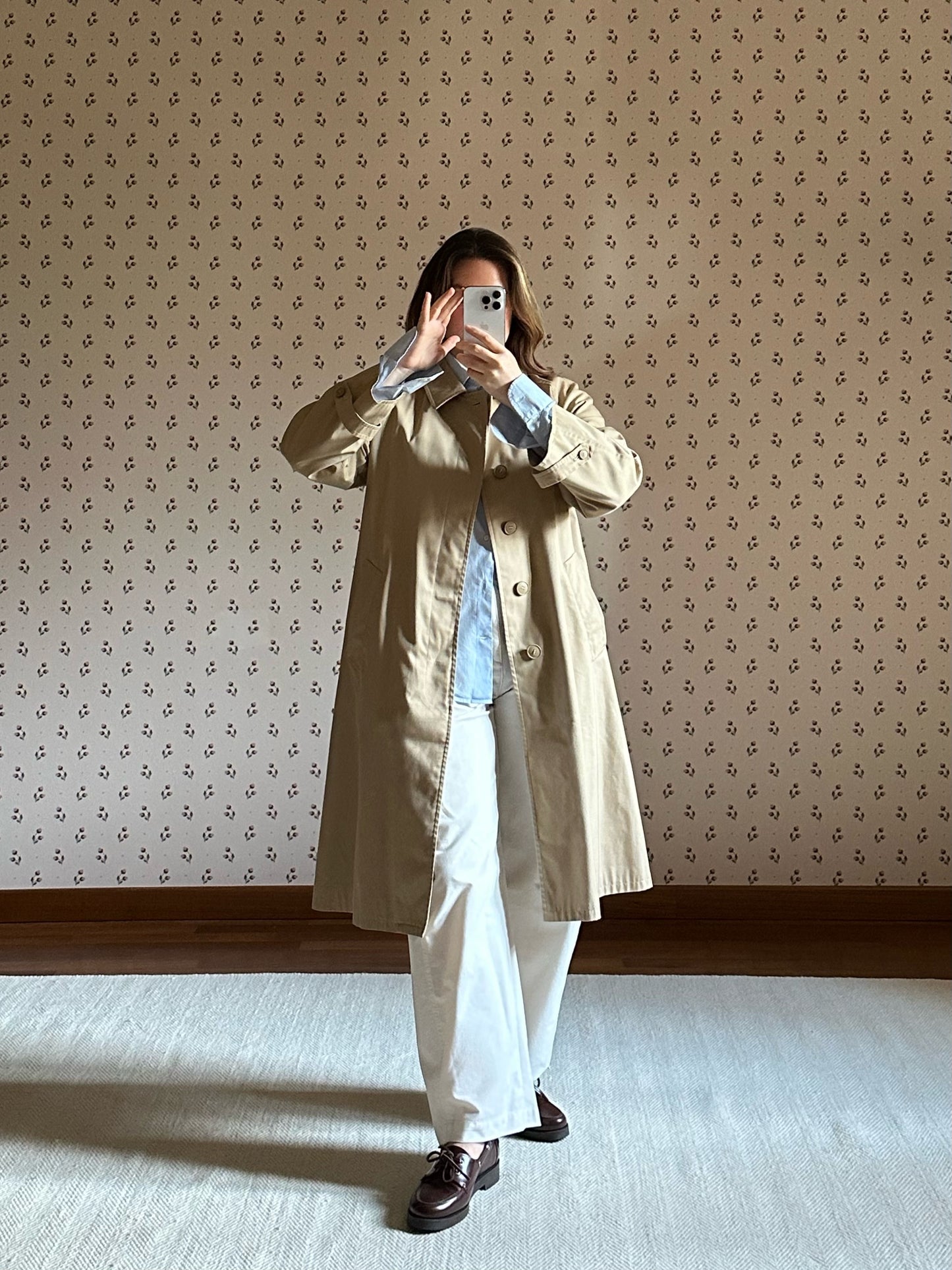 Vintage Beige Belted Trench Coat