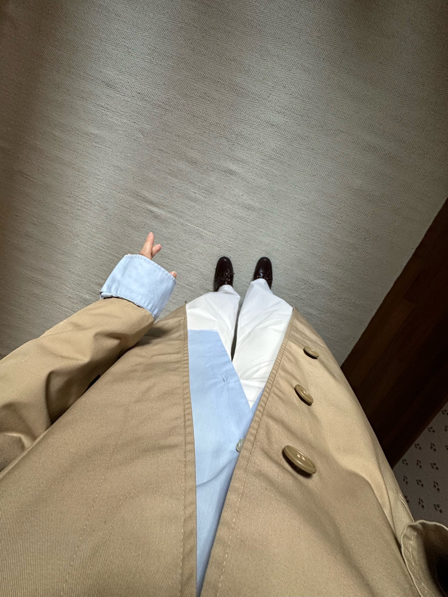 Vintage Beige Belted Trench Coat