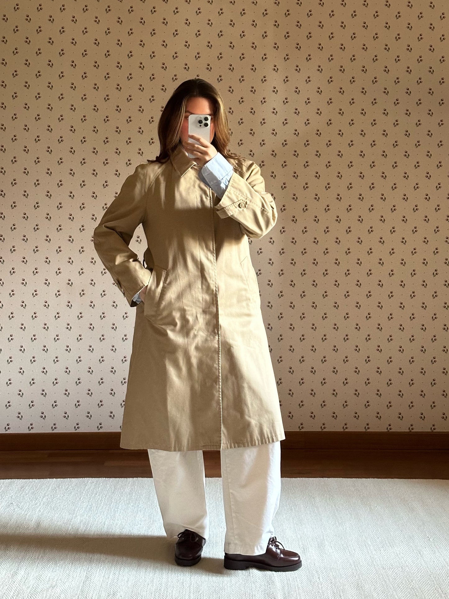 Vintage Beige Belted Trench Coat