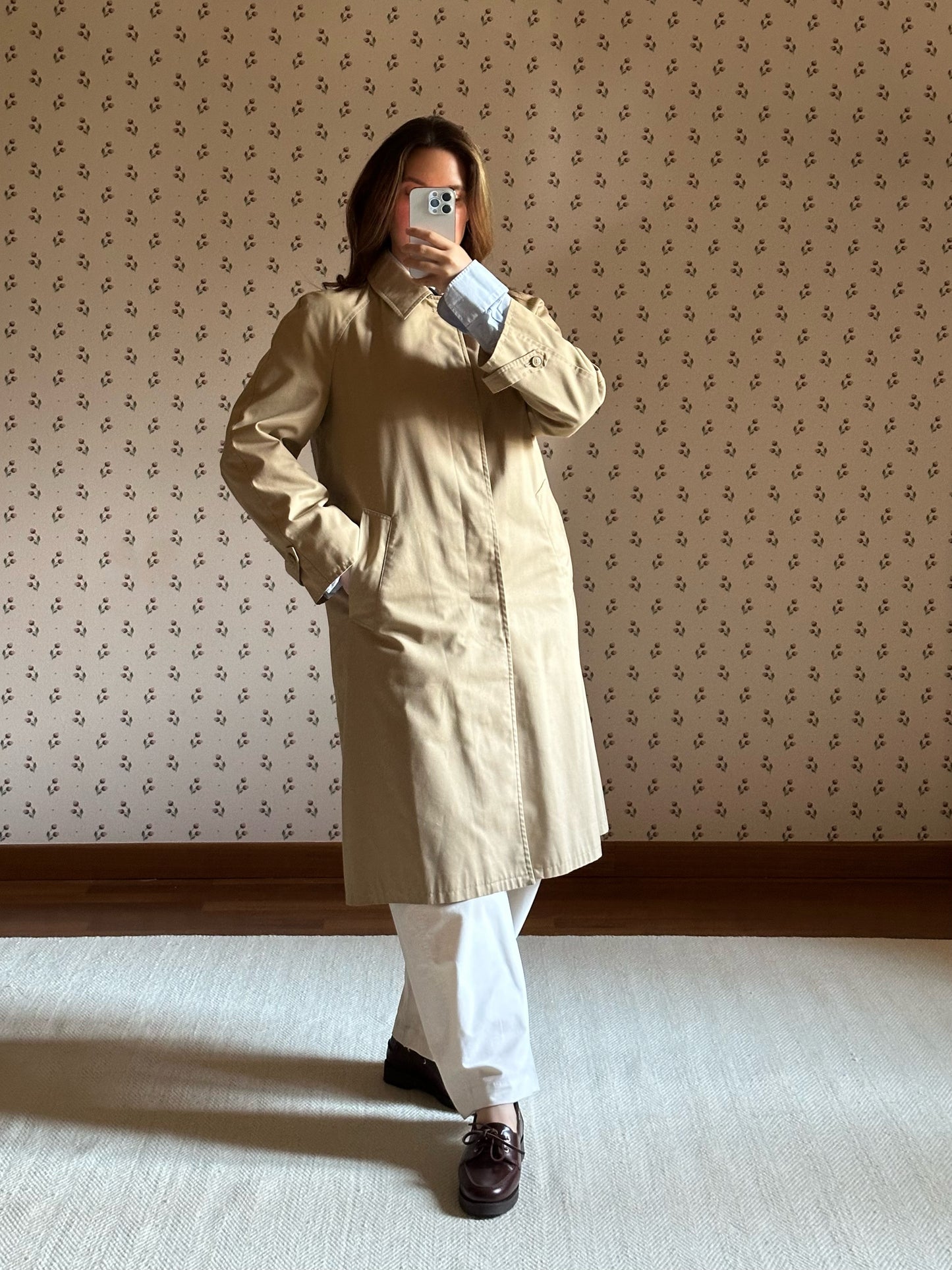 Vintage Beige Belted Trench Coat