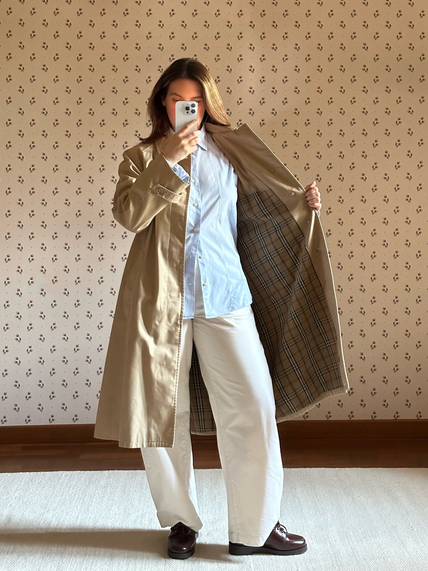 Vintage Beige Belted Trench Coat