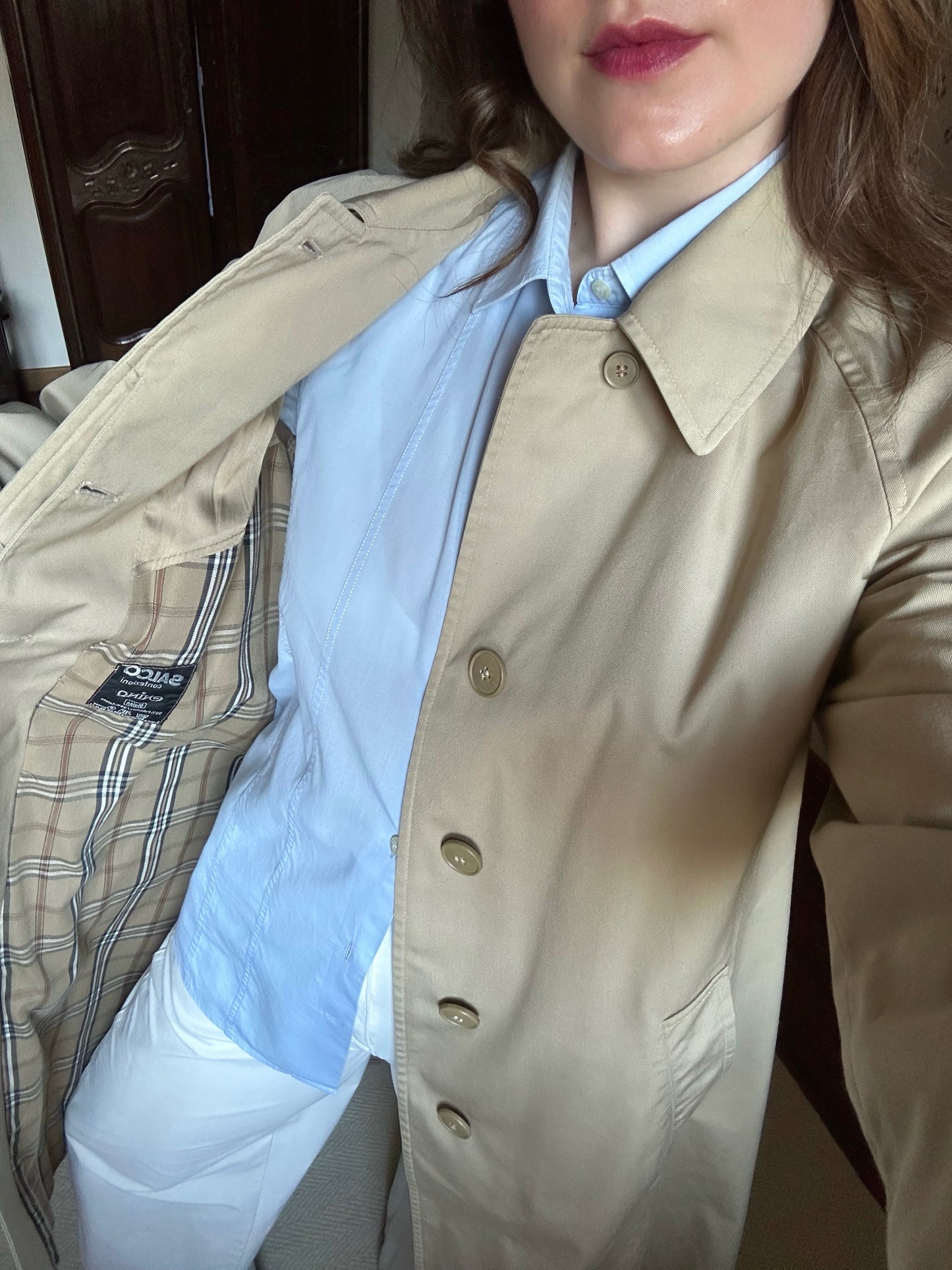 Vintage Beige Belted Trench Coat
