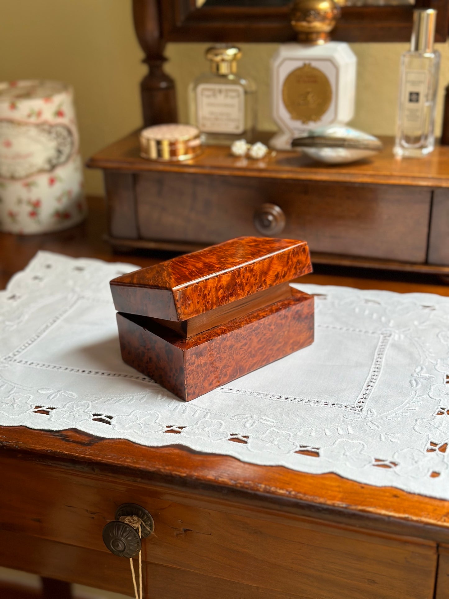 Antique Burl Wood Box - Medium