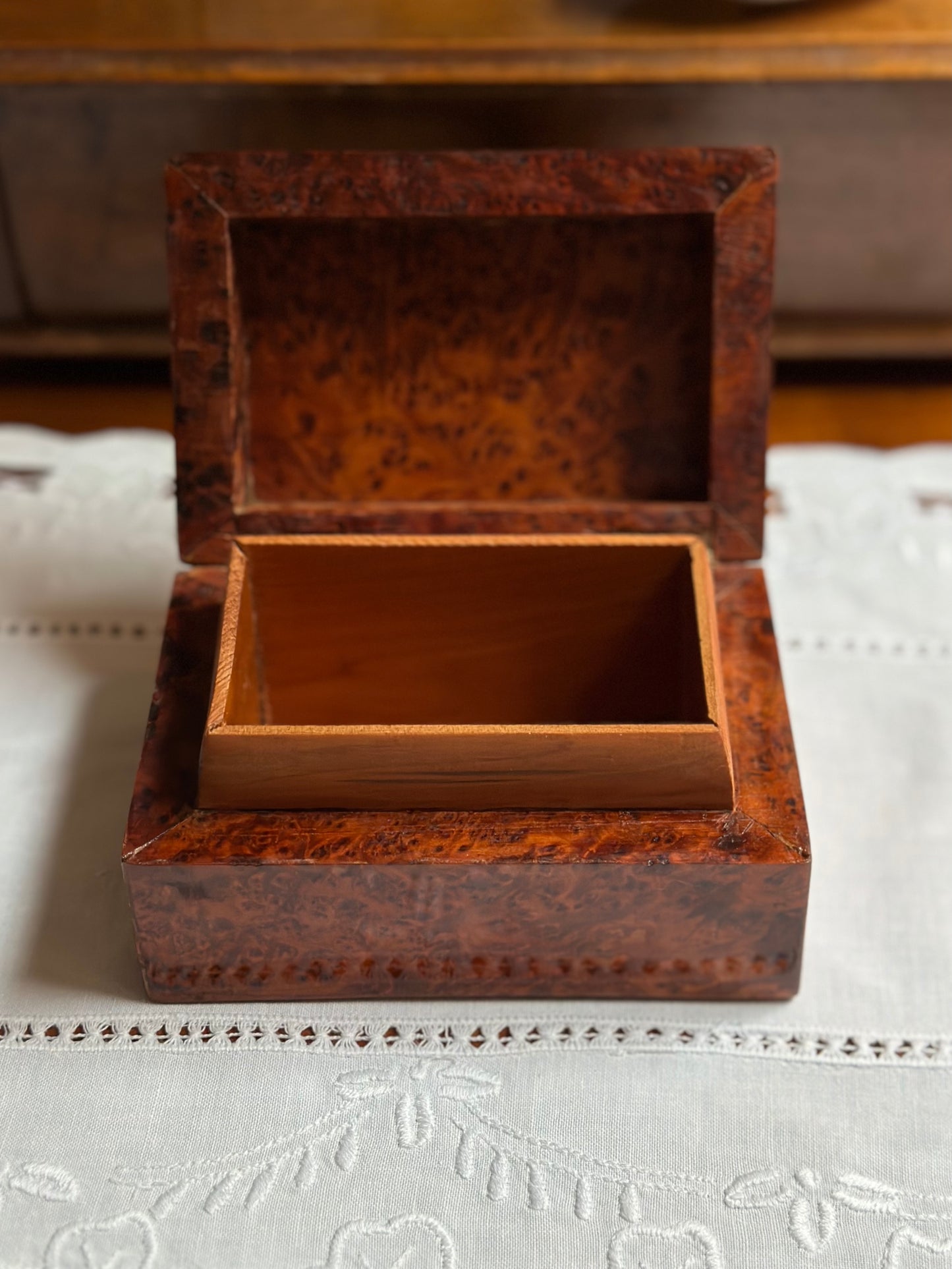Antique Burl Wood Box - Medium