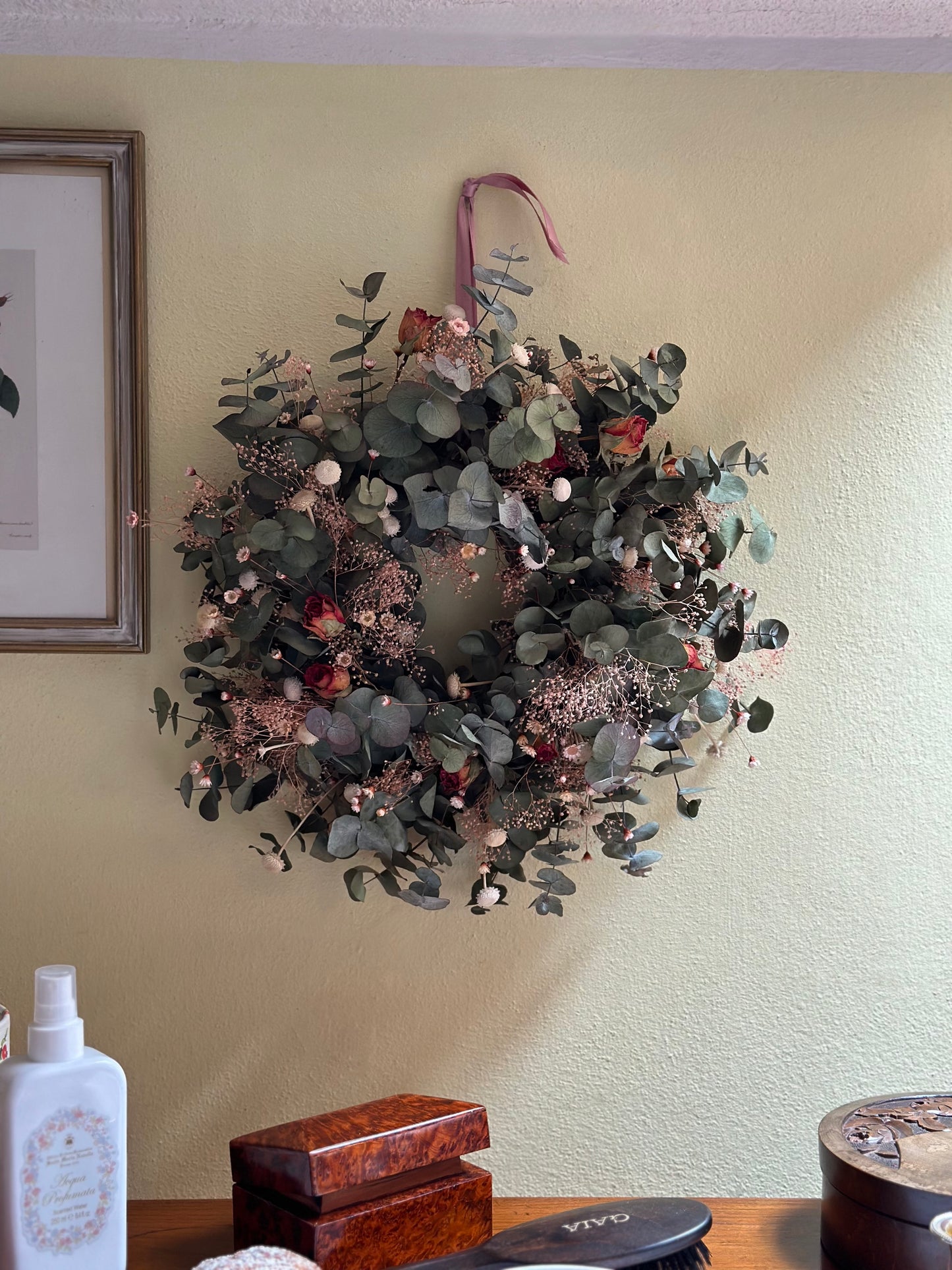 Dried Eucalyptus & Rose Garland