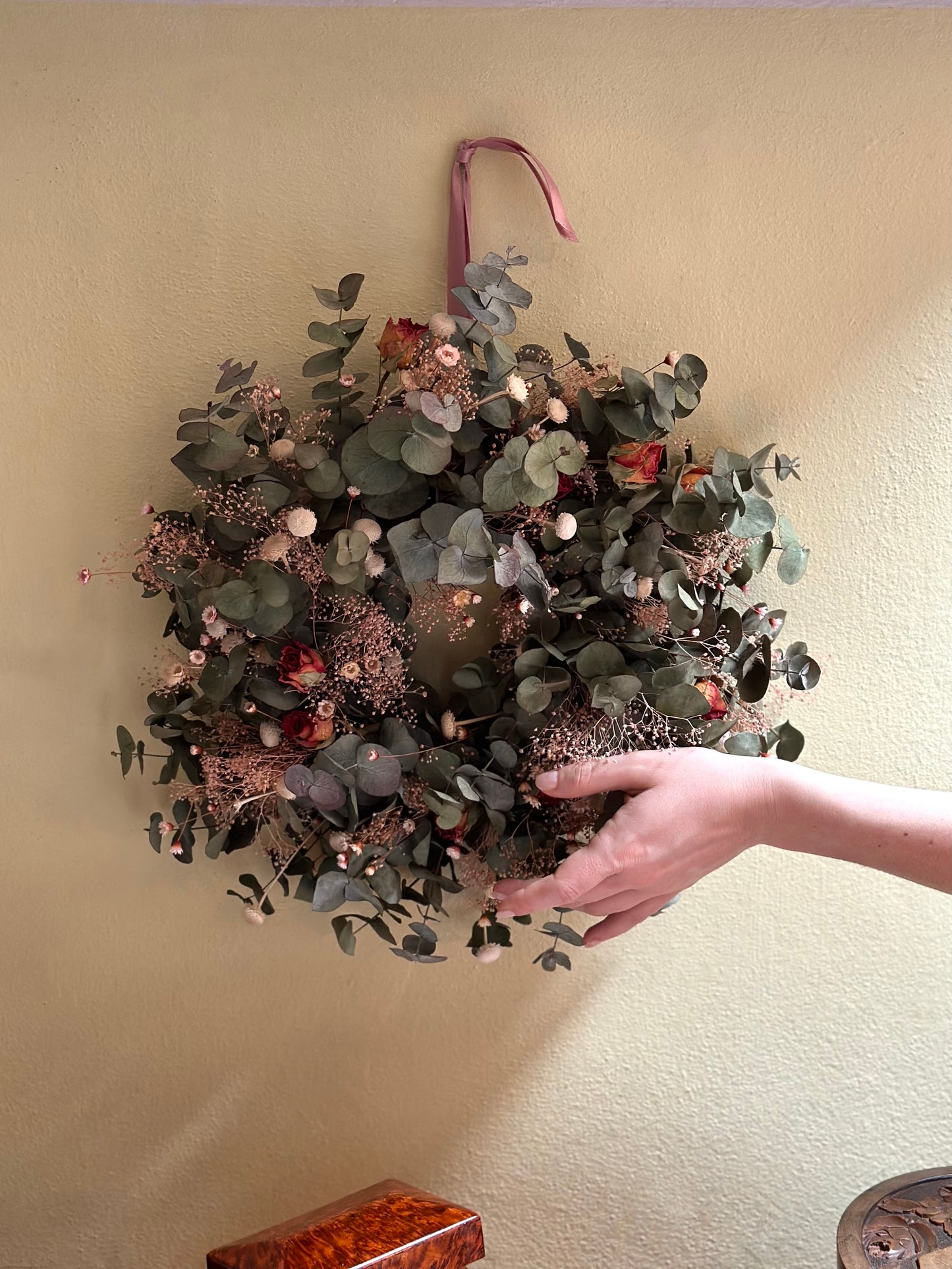 Dried Eucalyptus & Rose Garland