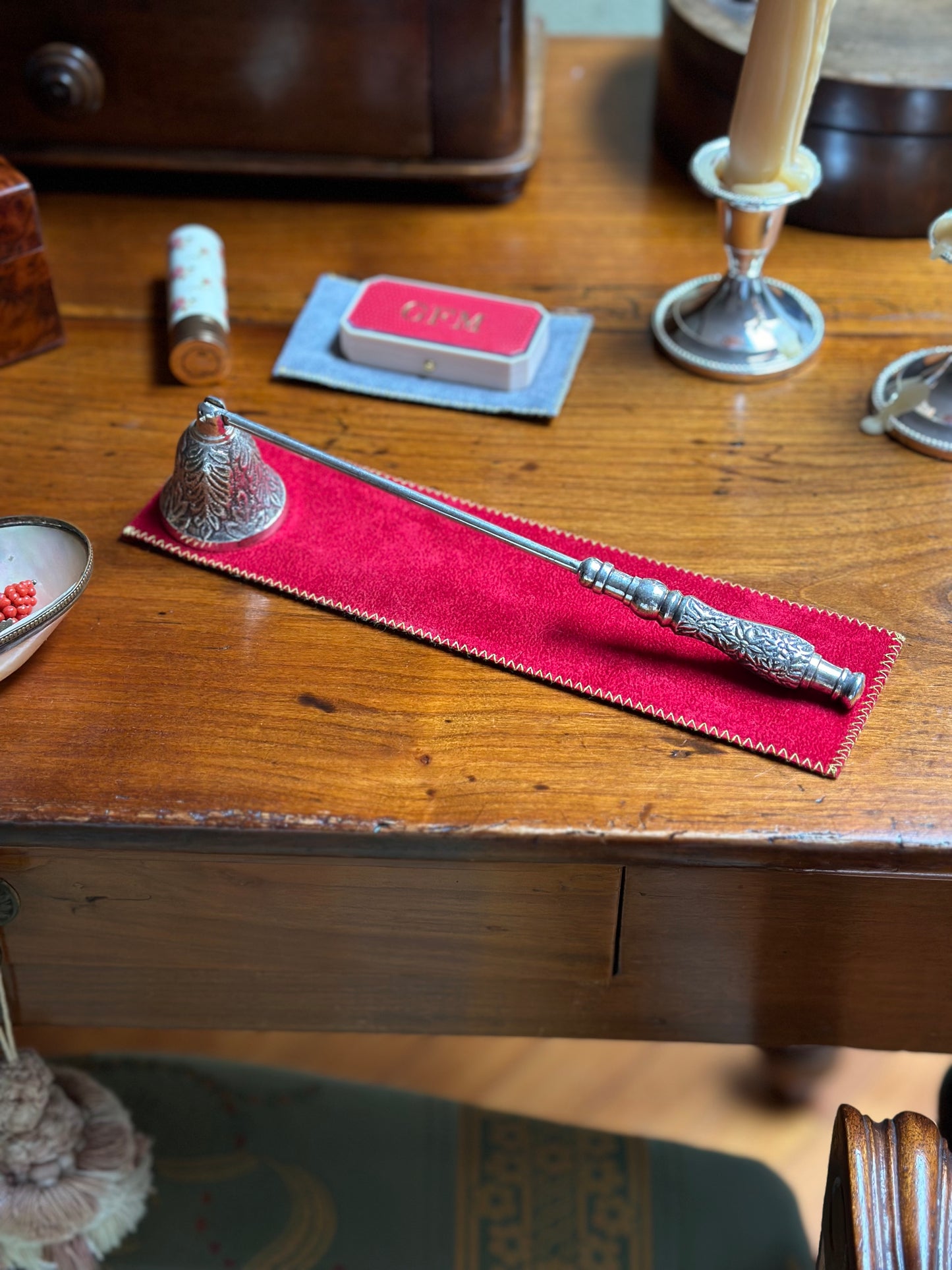 Antique Silver Pleated Candle Snuffer
