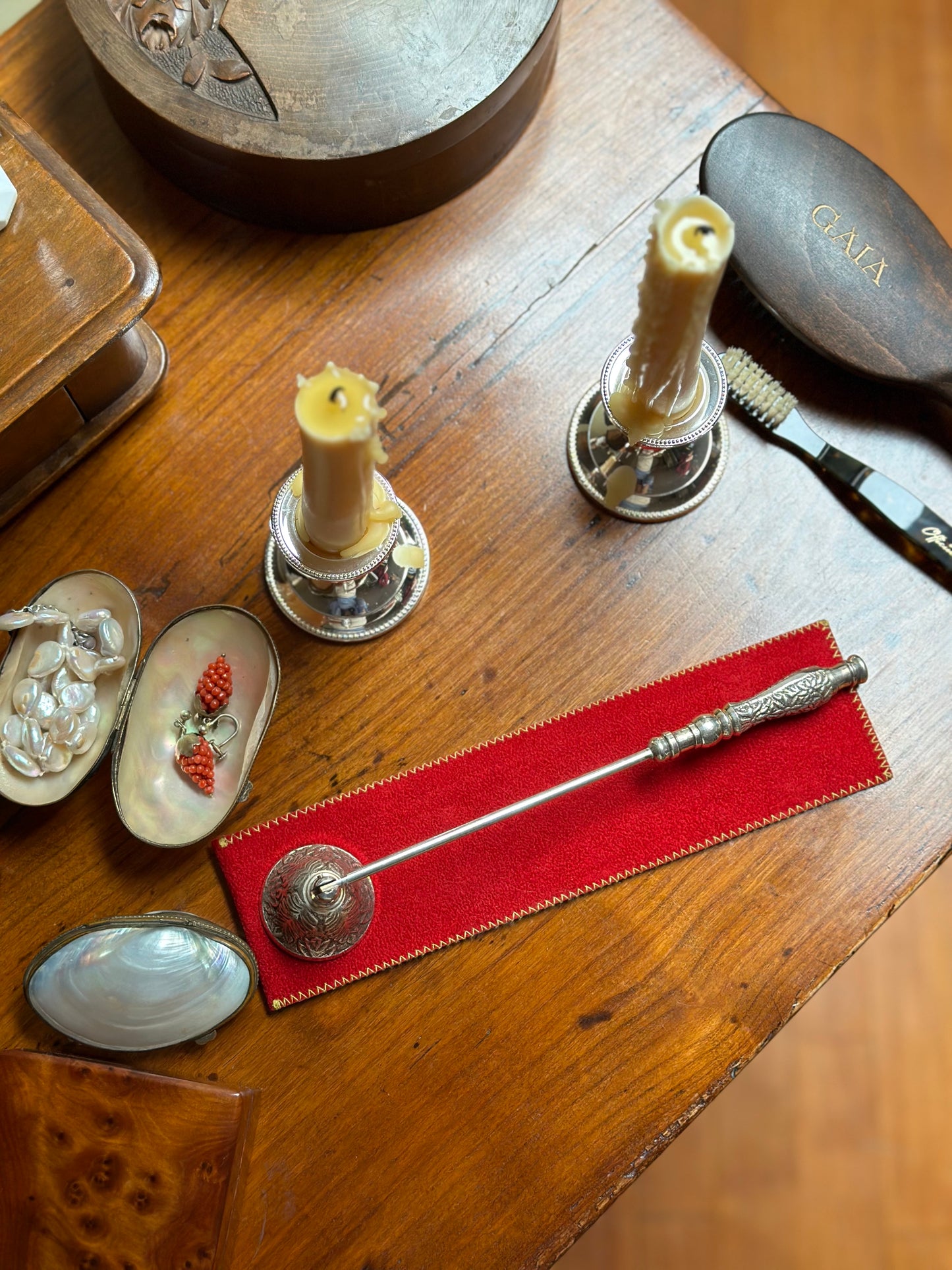 Antique Silver Pleated Candle Snuffer