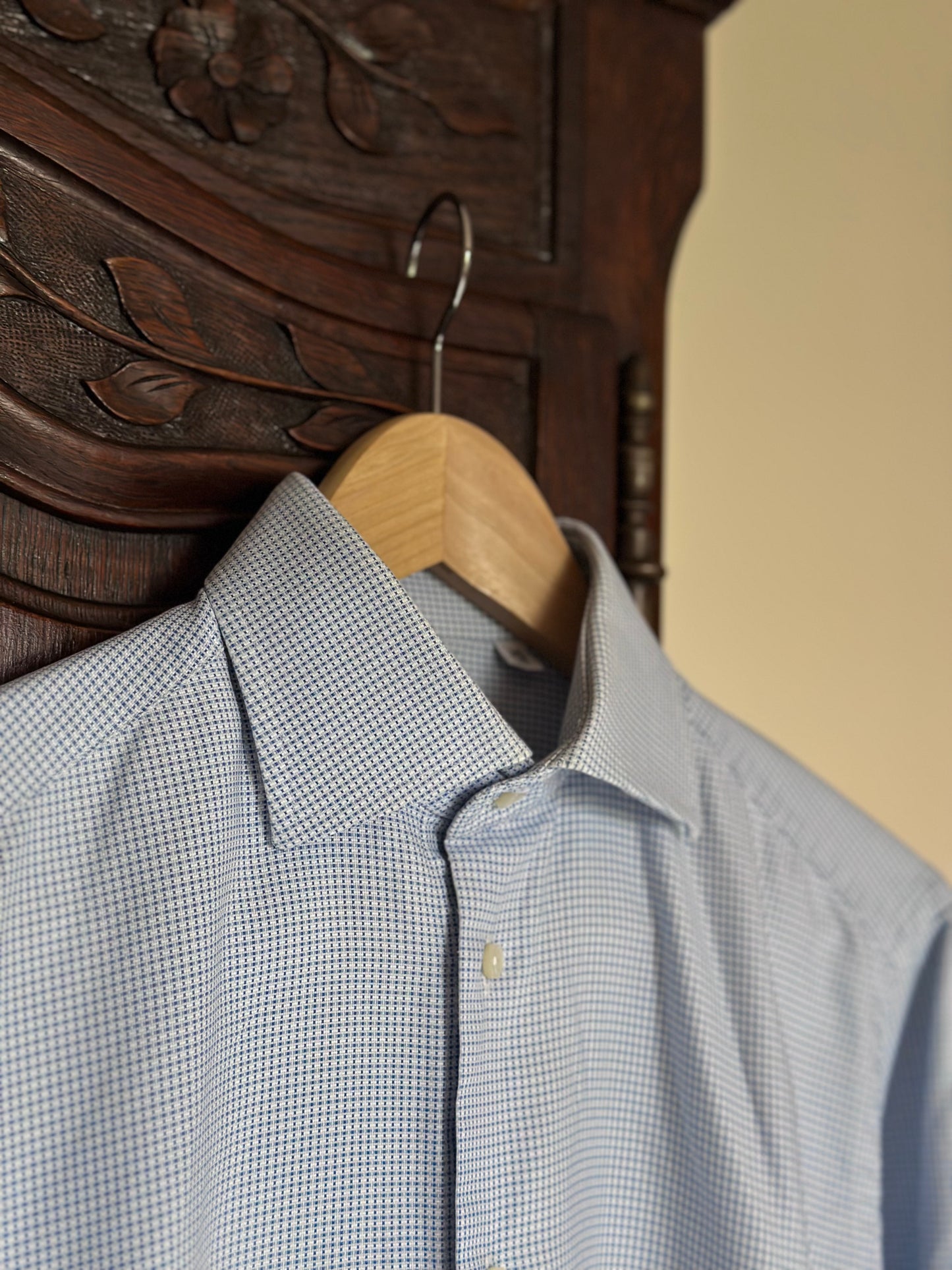 Vintage Light Blue Checkered Cotton Shirt