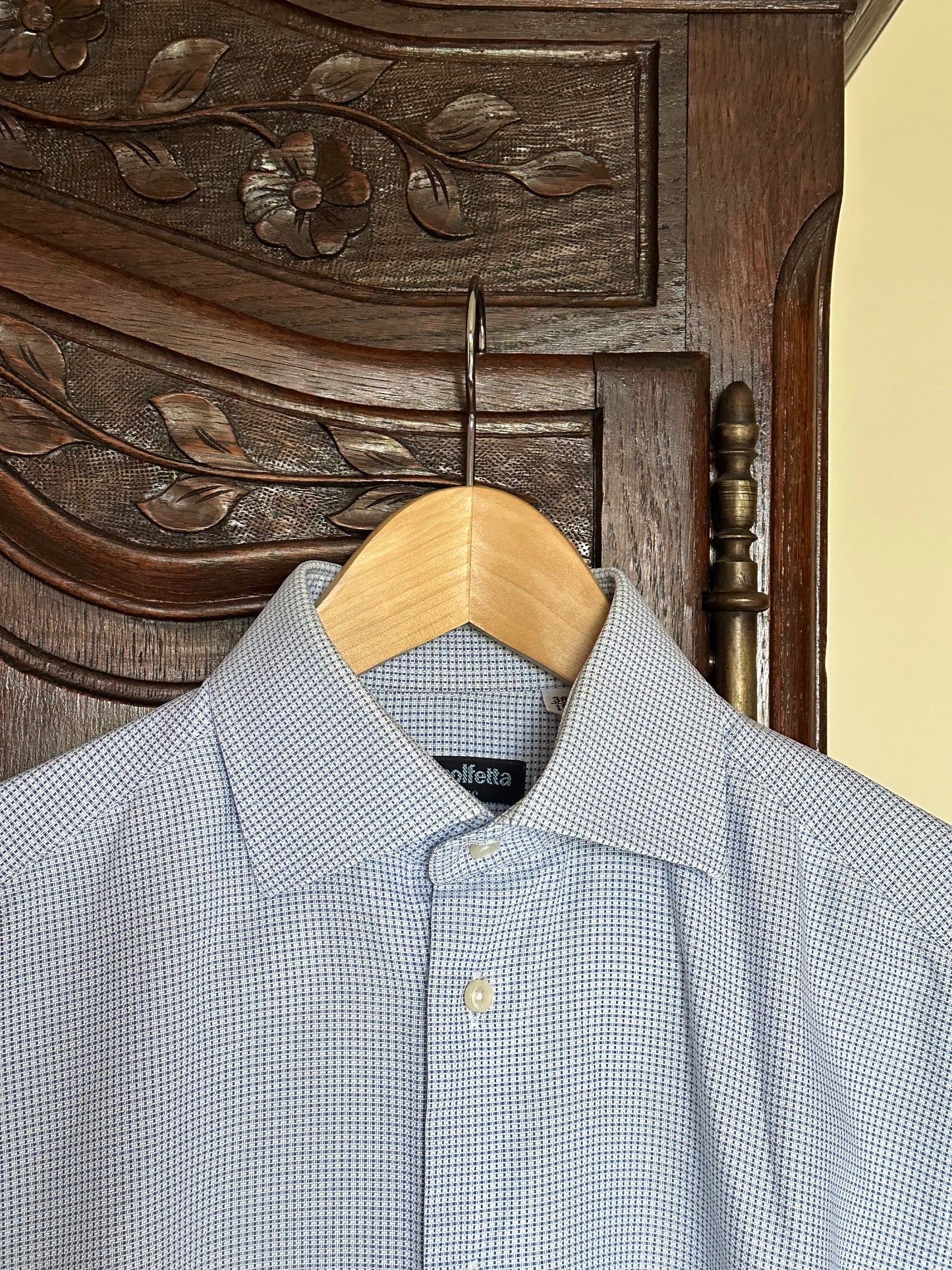 Vintage Light Blue Checkered Cotton Shirt