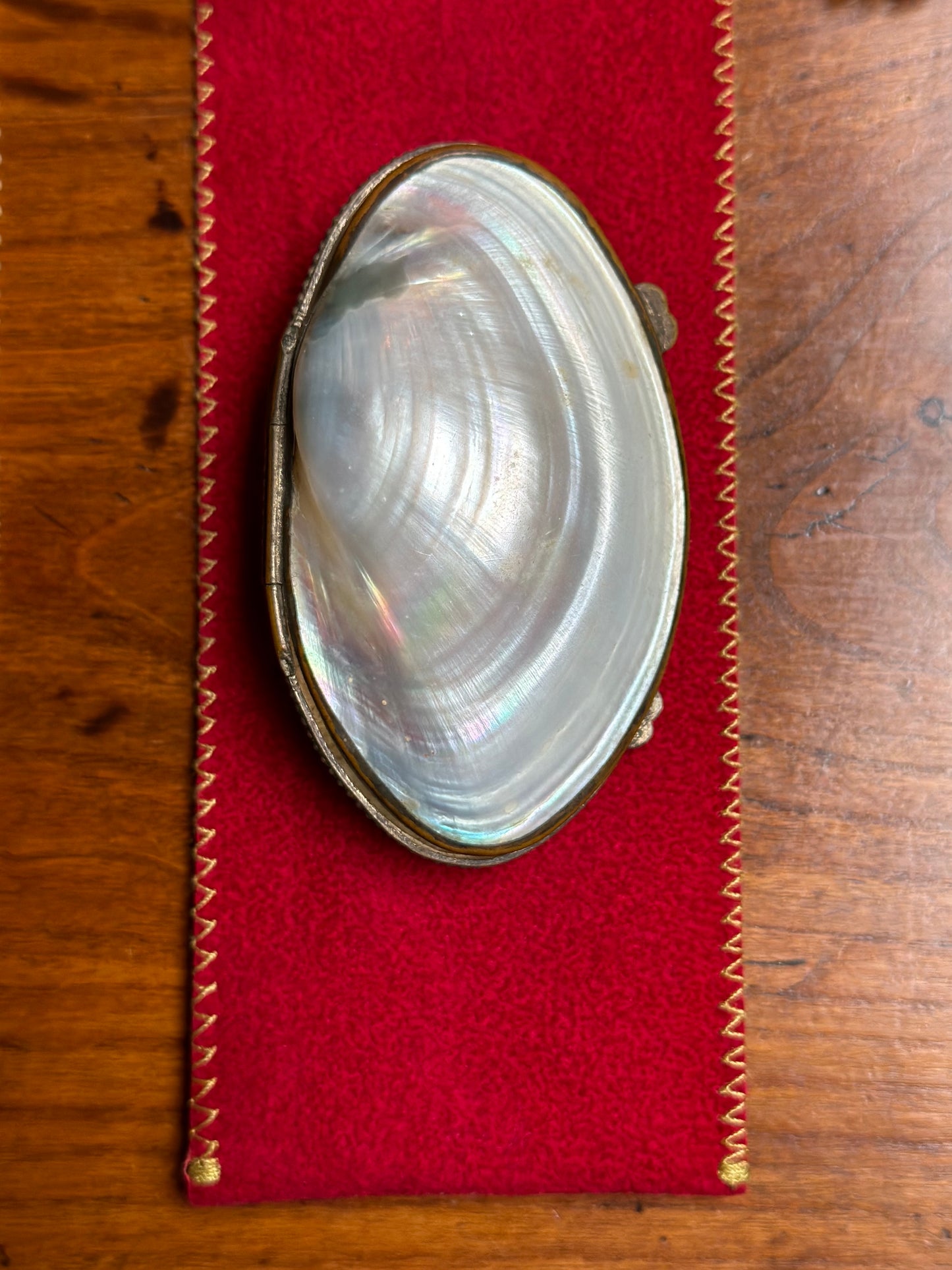 Antique French Mother Of Pearl Shell Coin Purse - Small