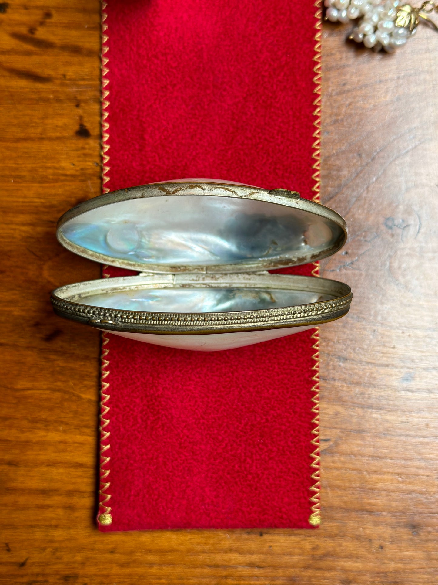 Antique French Mother Of Pearl Shell Coin Purse - Small