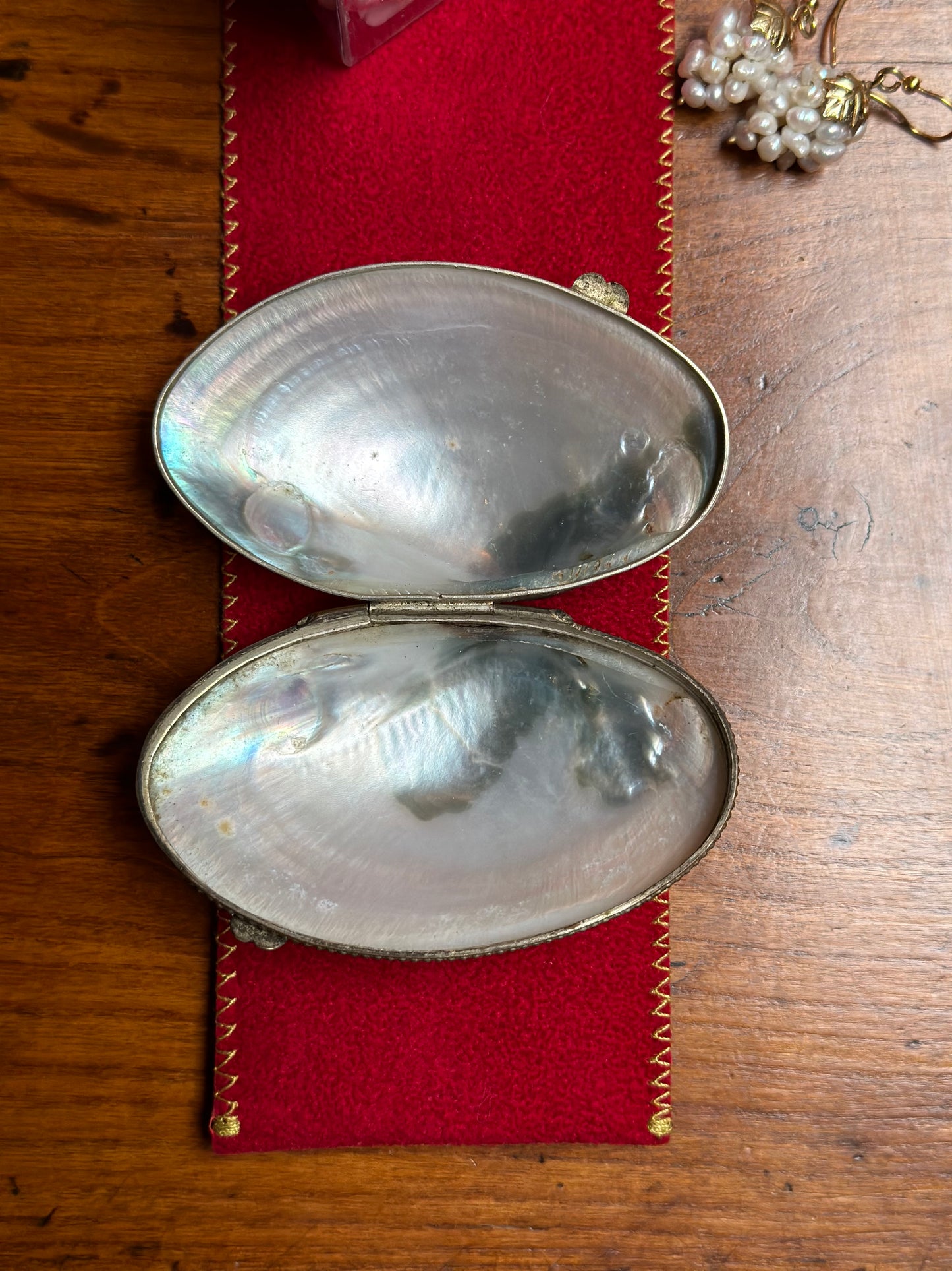 Antique French Mother Of Pearl Shell Coin Purse - Small
