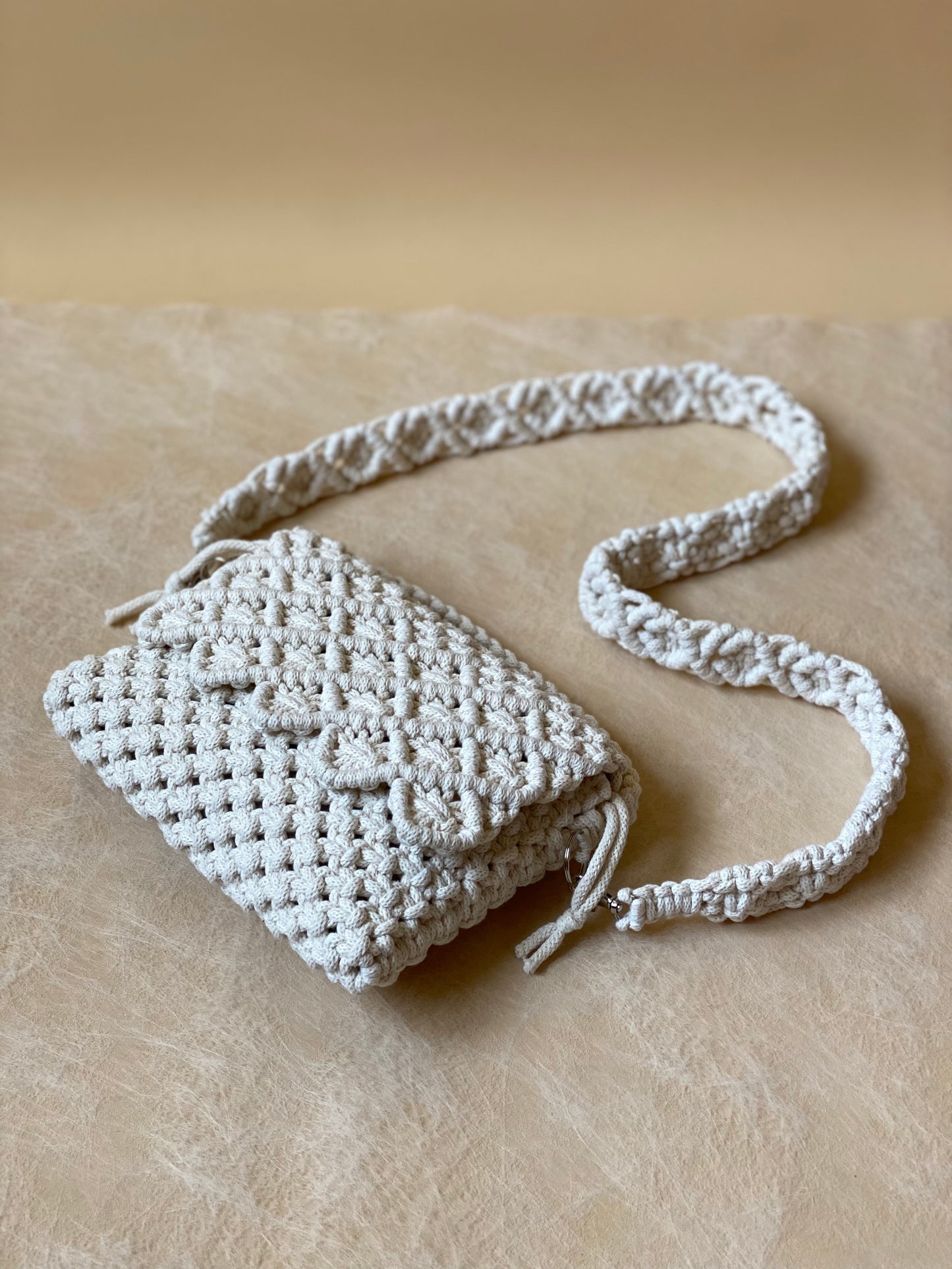 LILY - Handmade Pure Cotton Macramè Crossbody Bag