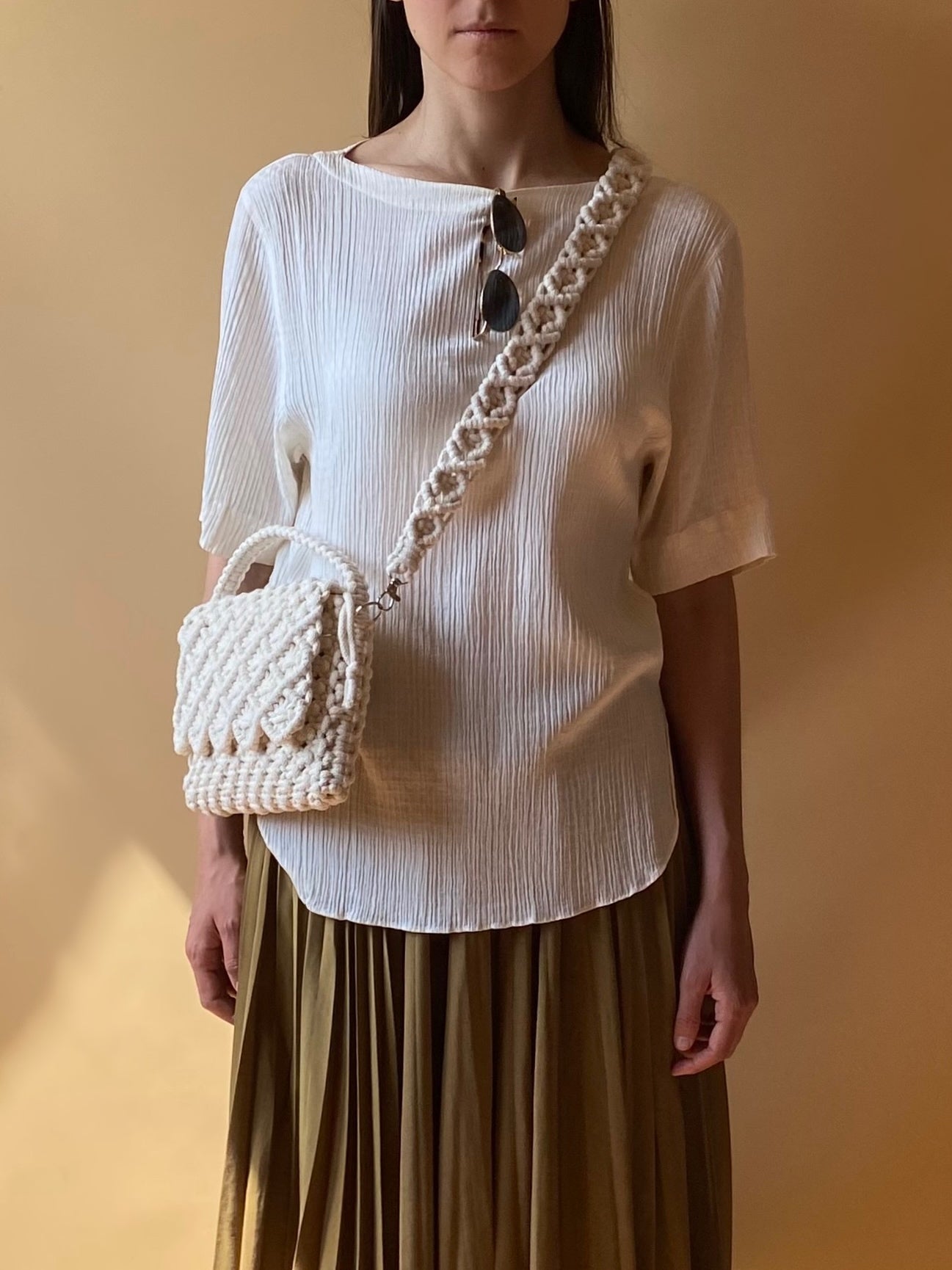 LILY - Handmade Pure Cotton Macramè Crossbody Bag