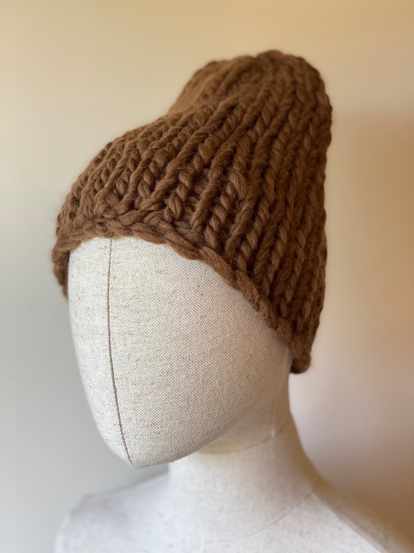 Handmade 100% Wool Beanie - Nocciola