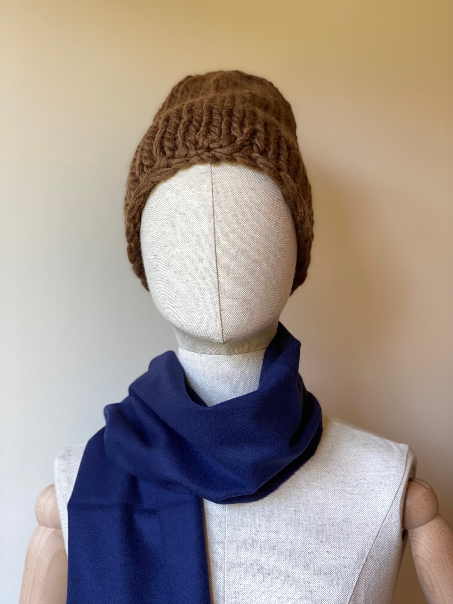 Handmade 100% Wool Beanie - Nocciola