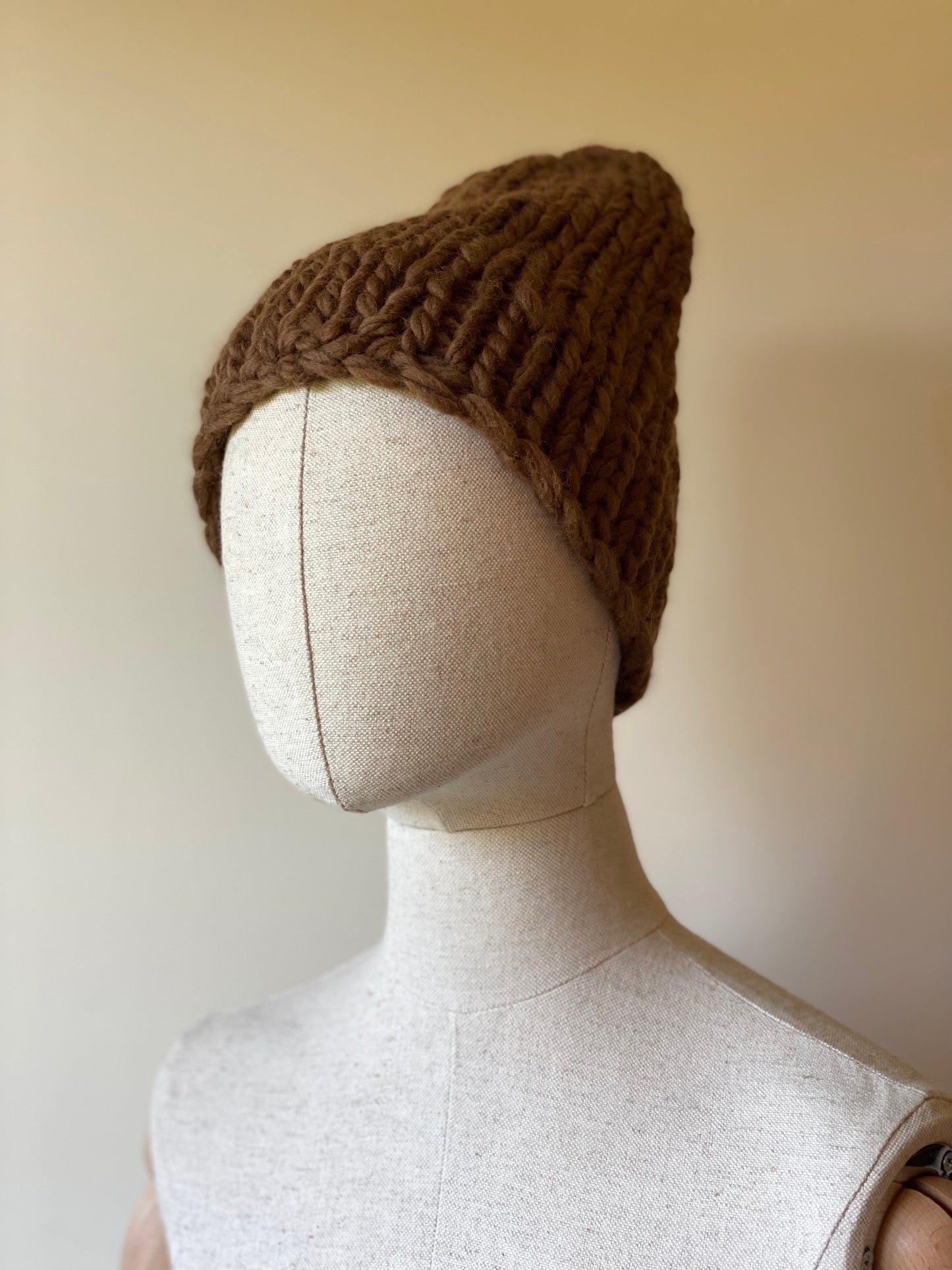 Handmade 100% Wool Beanie - Nocciola