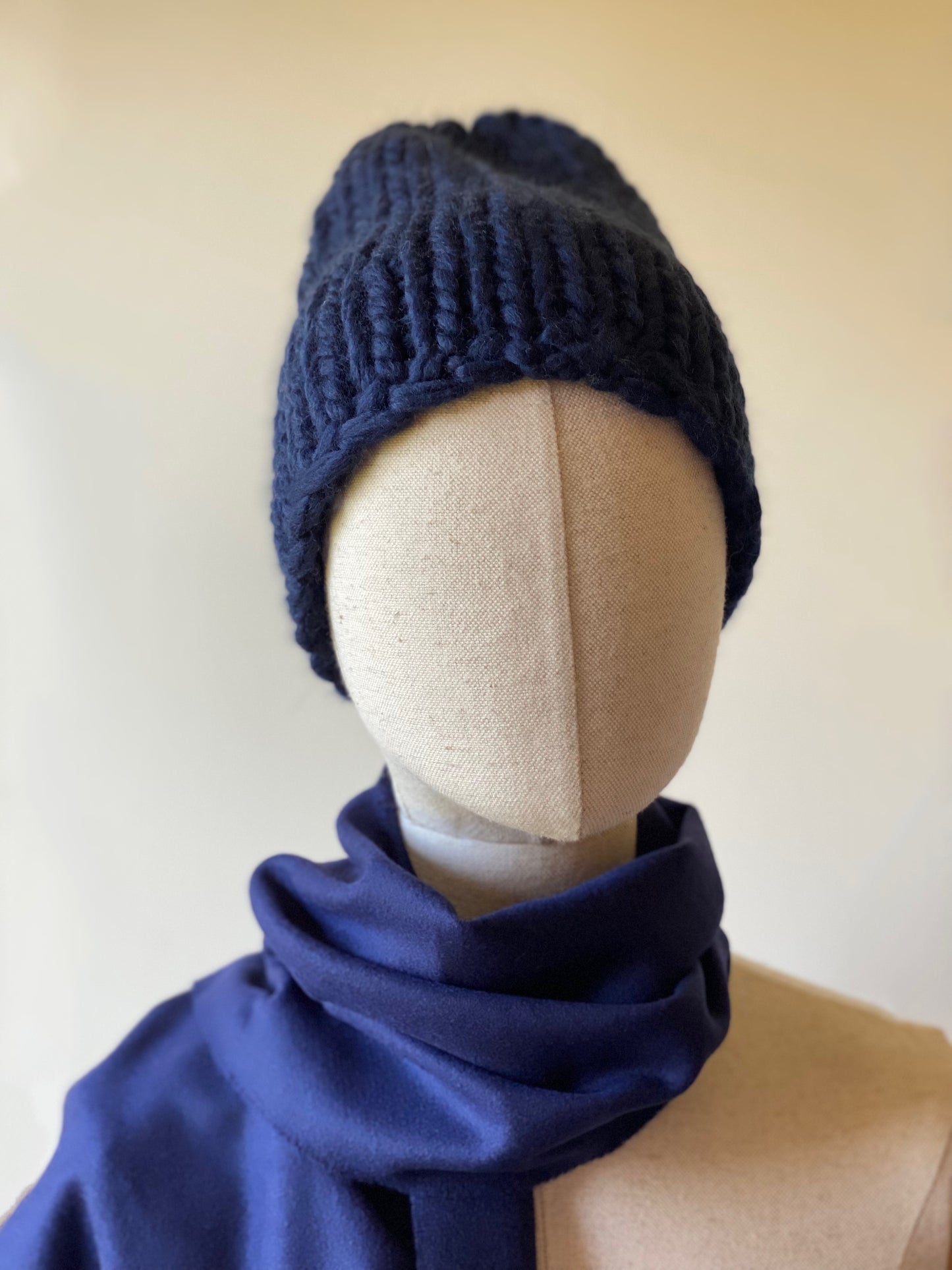 Handmade 100% Wool Beanie - Mezzanotte