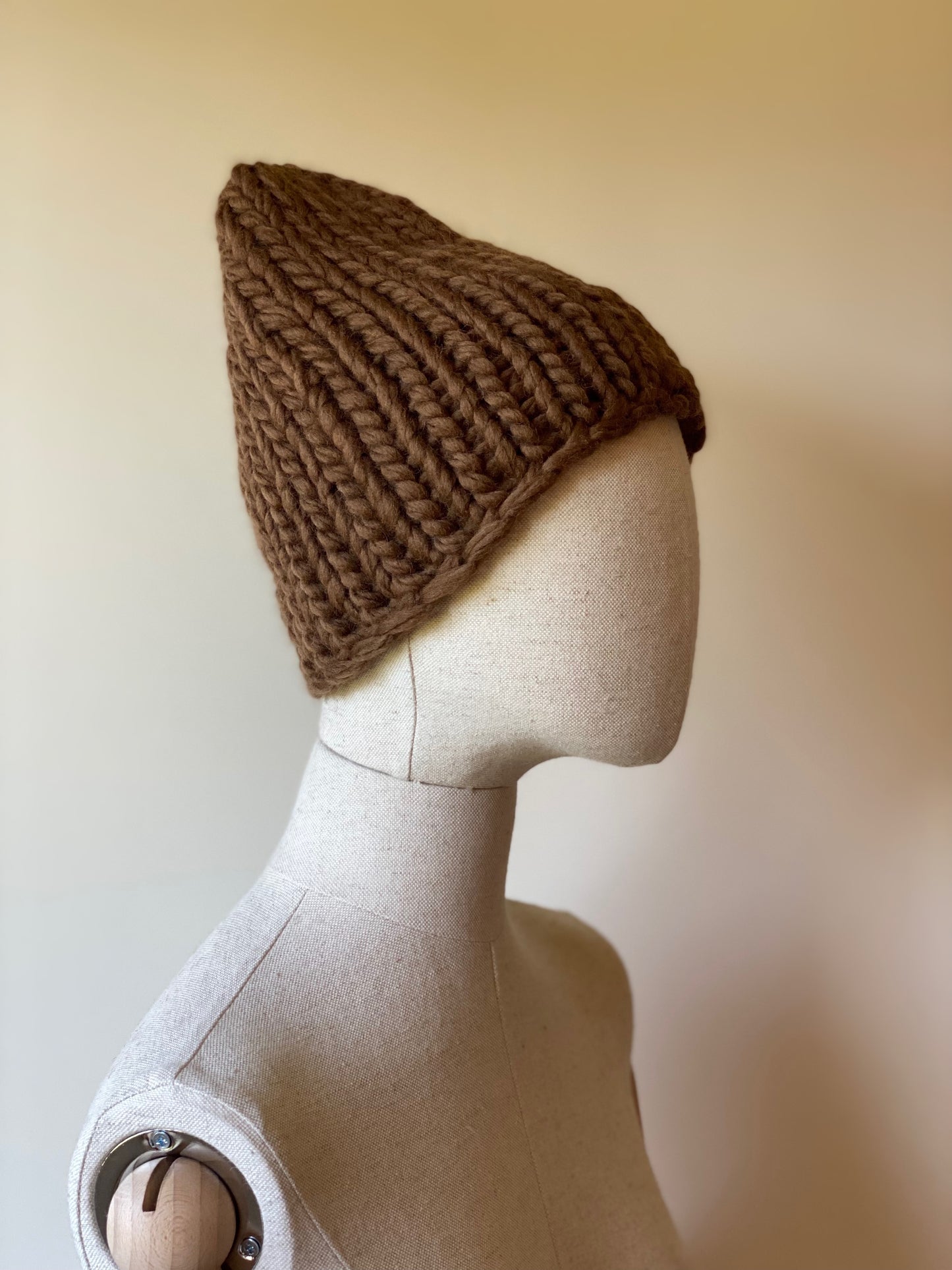 Handmade 100% Wool Beanie - Nocciola