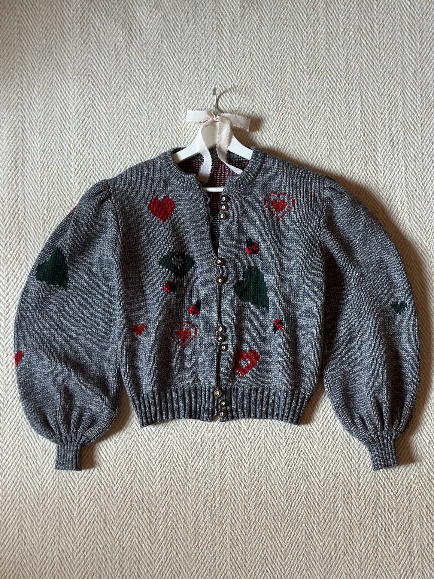 Vintage Austrian Hearts & Ladybirds Cardigan