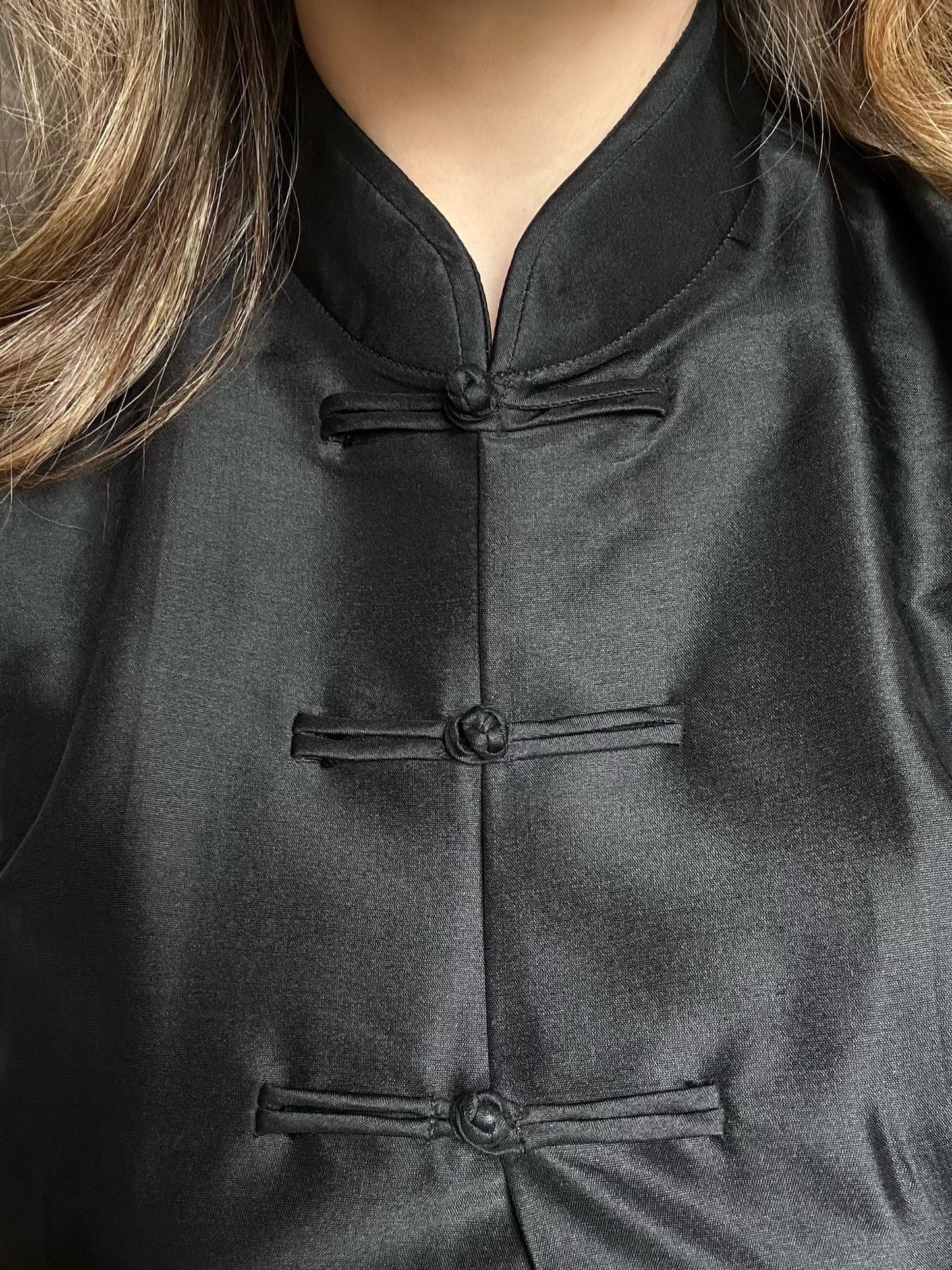 100% Silk Long Black Tang Jacket