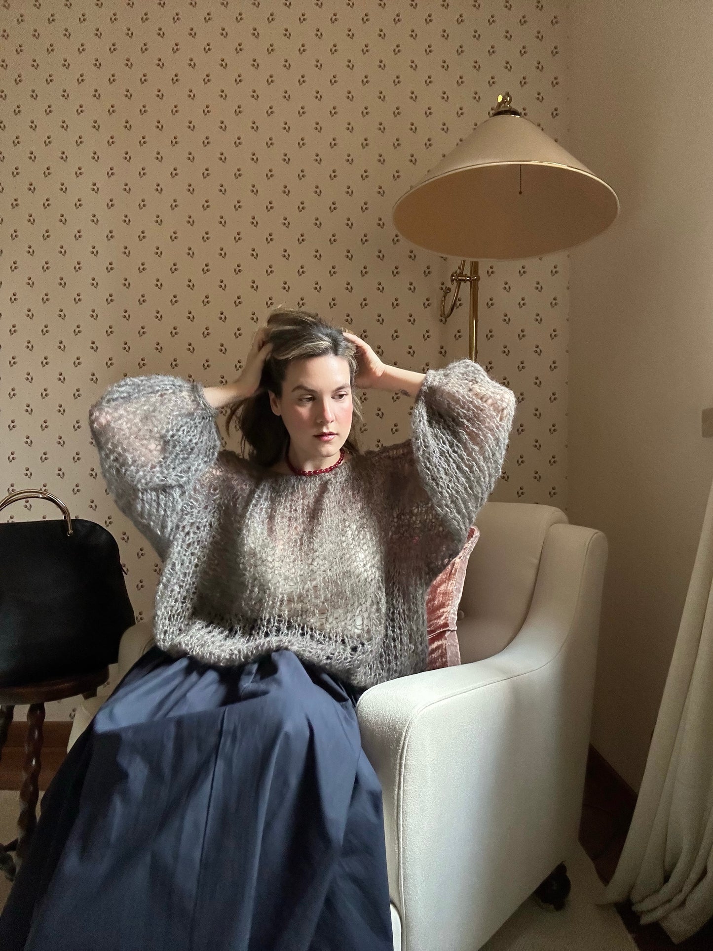 Handmade Alpaca & Mulberry Silk Sweater - Gray