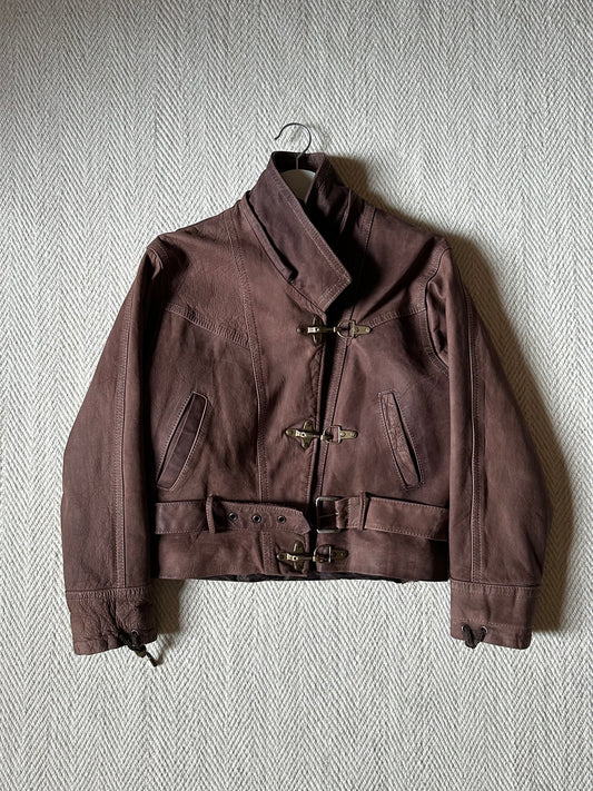 Brown Leather Biker Jacket