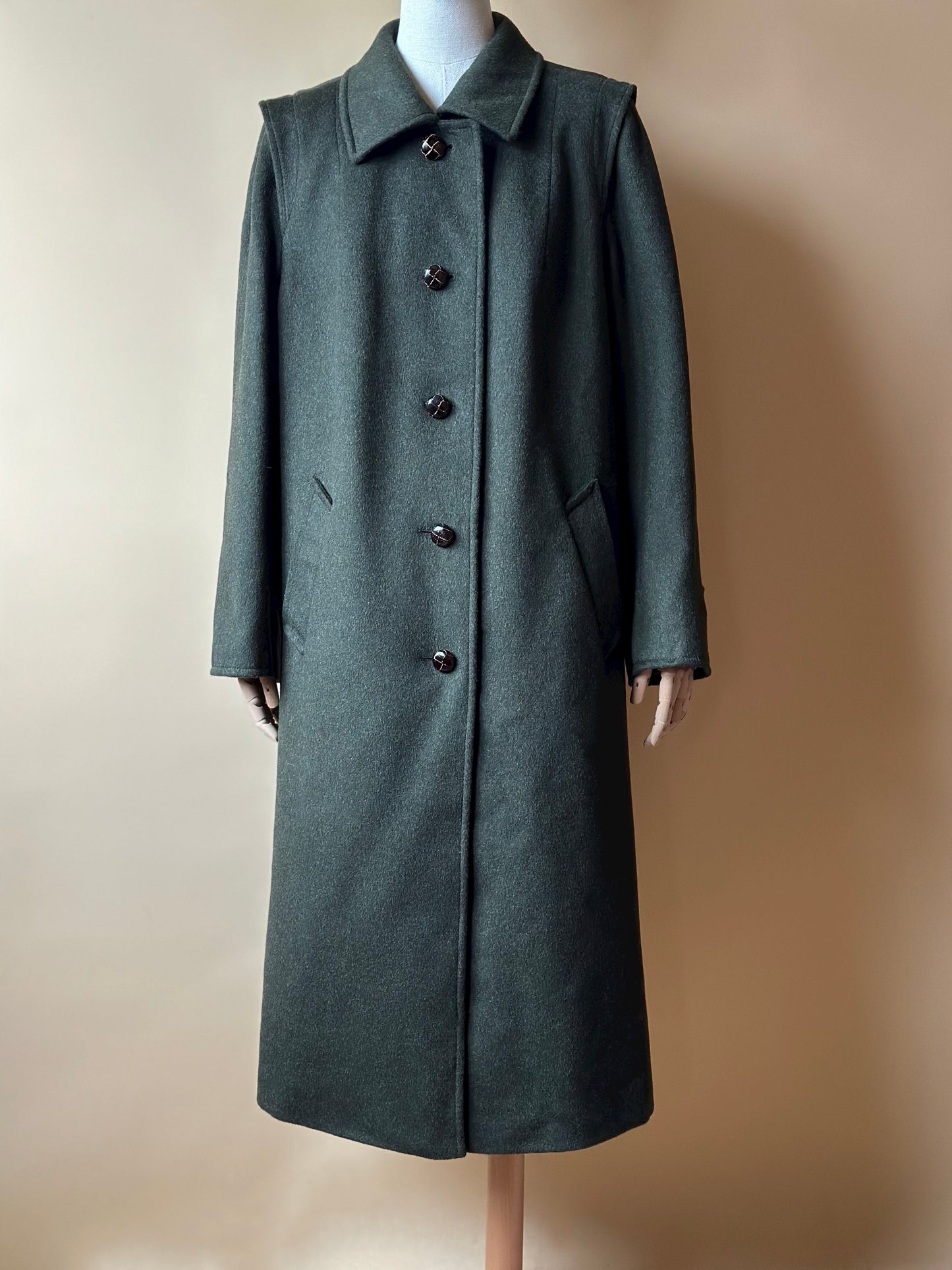 Vintage Green Loden With Tartan Lining