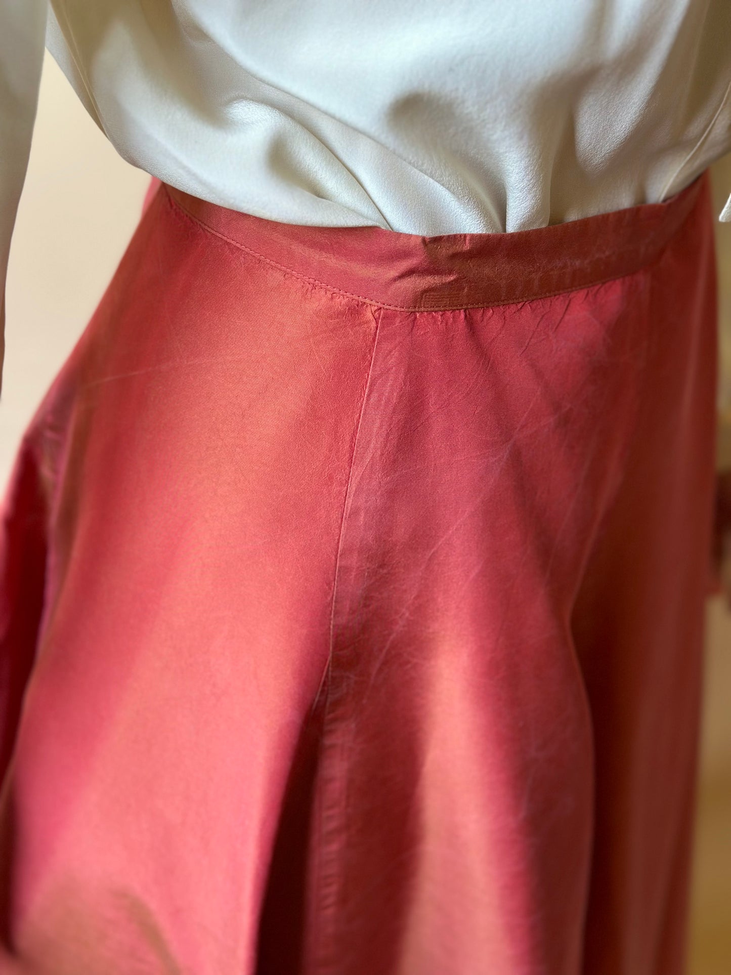 Vintage Silk Shantung Paneled Maxi Skirt