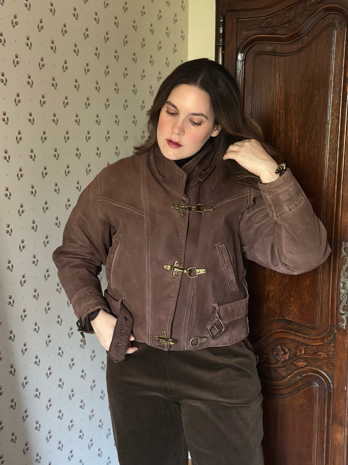 Brown Leather Biker Jacket