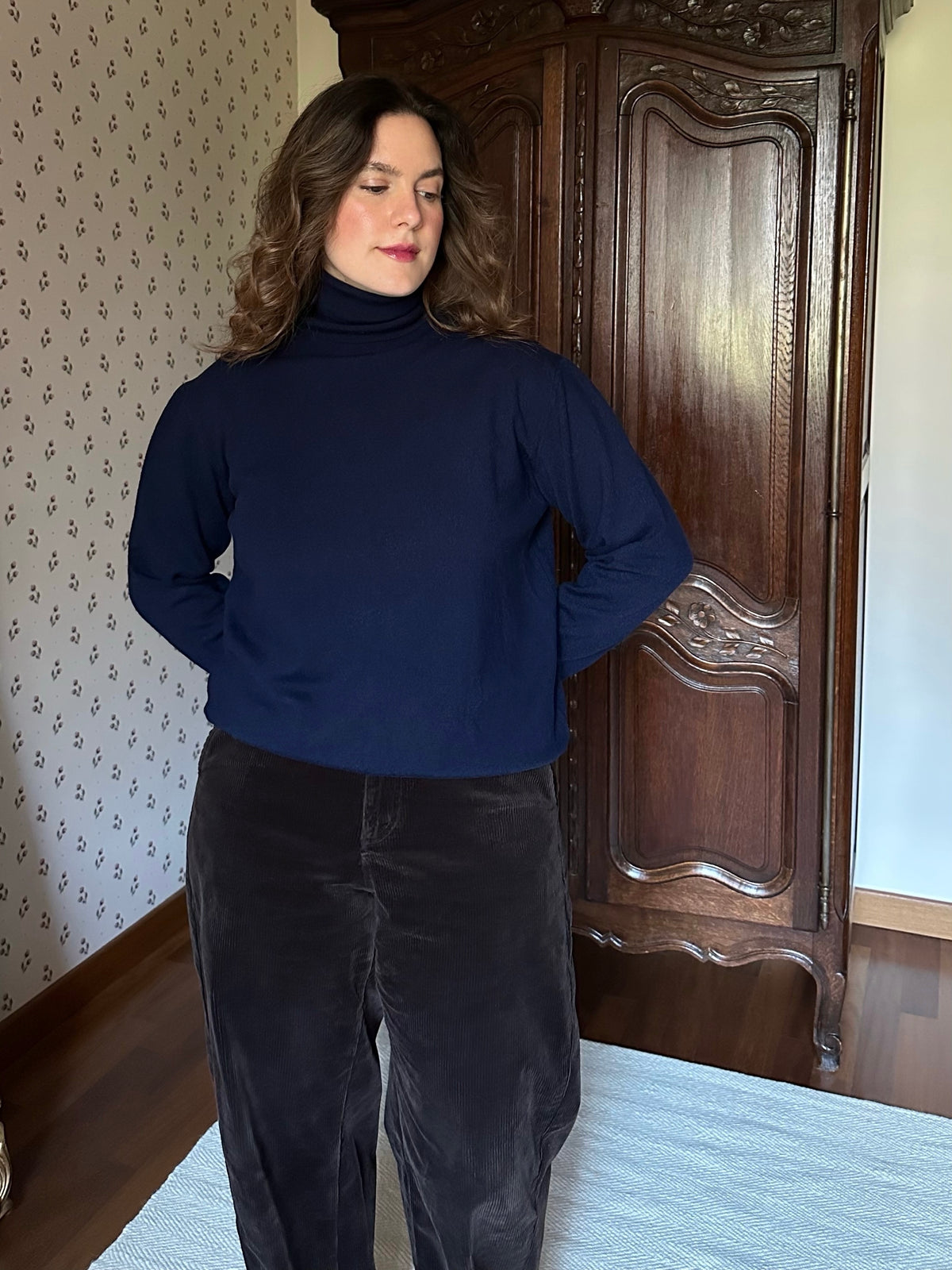 Pure Wool Navy Blue Turtleneck