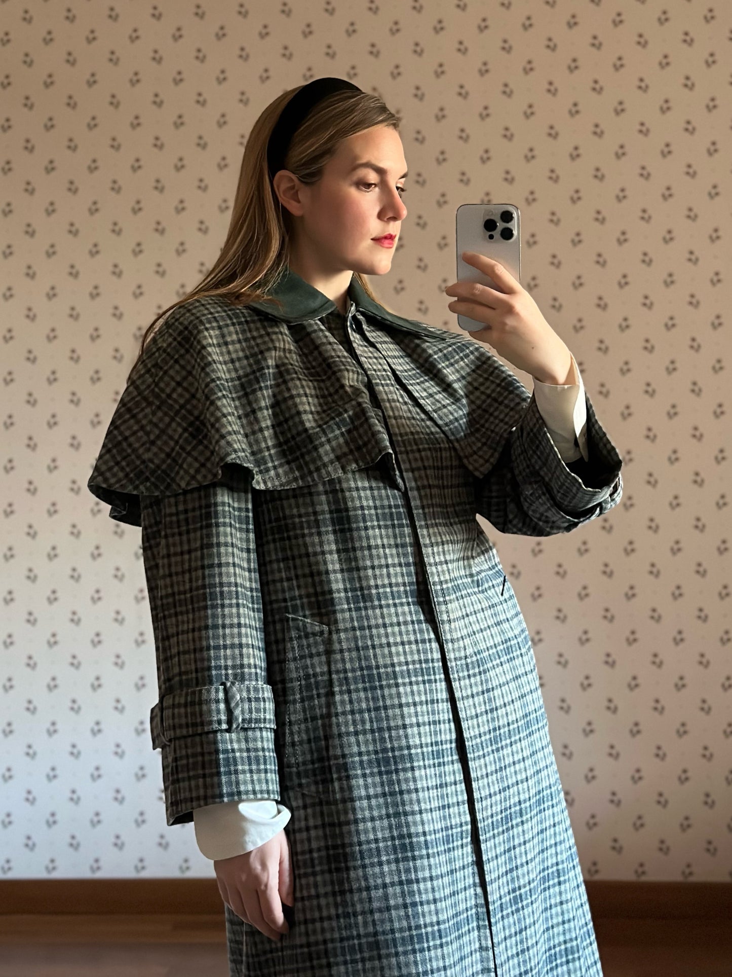 Green Tartan Cape Coat