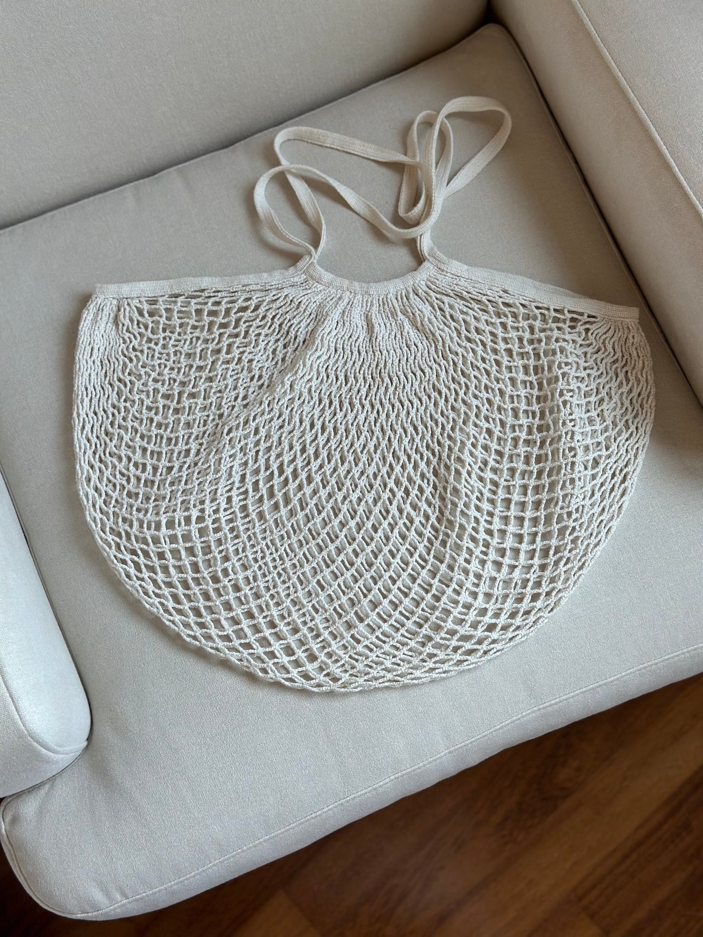 Écru Cotton Mesh Beach Bag