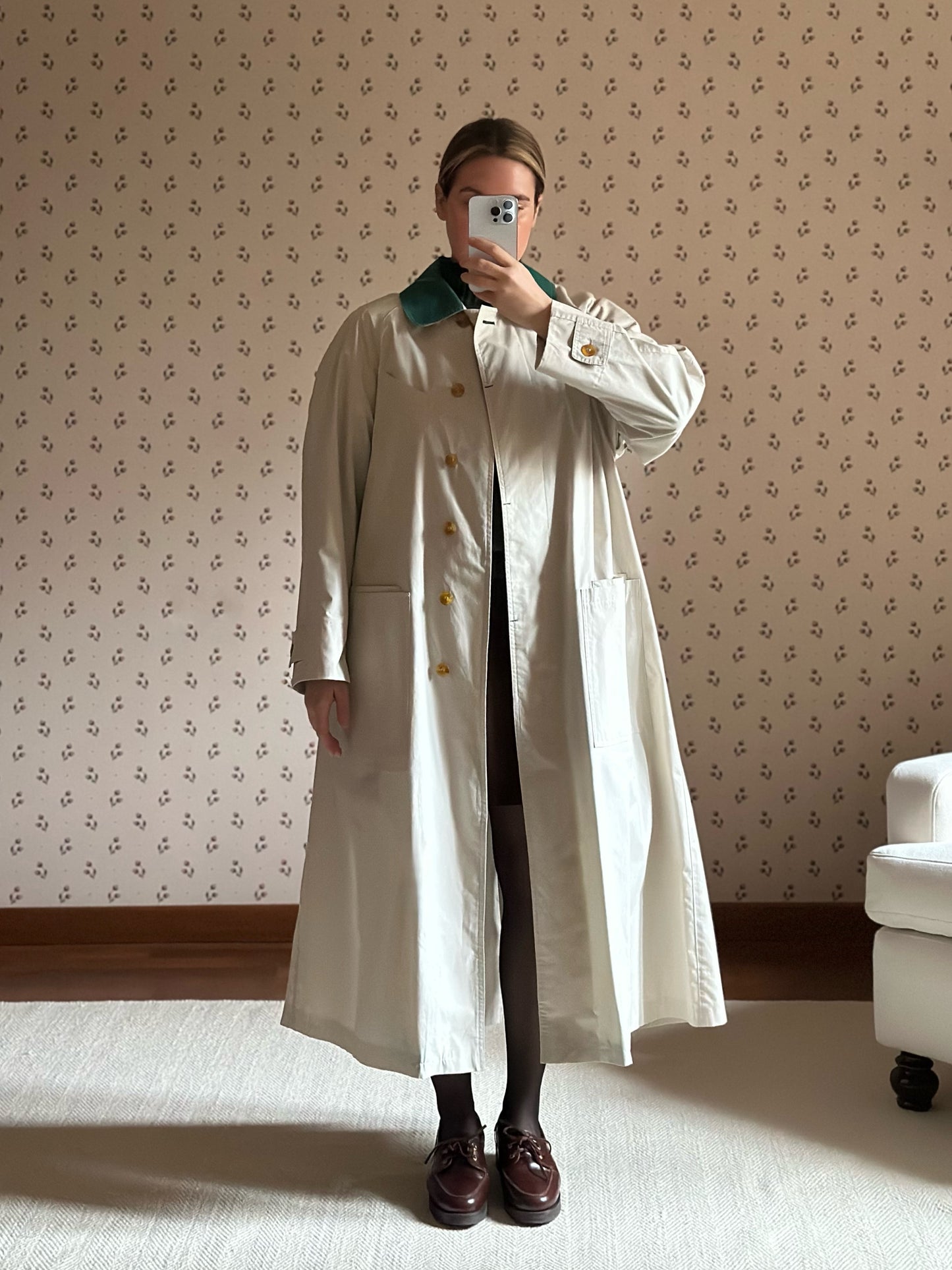 Vintage Green Collar Korean Trench Coat