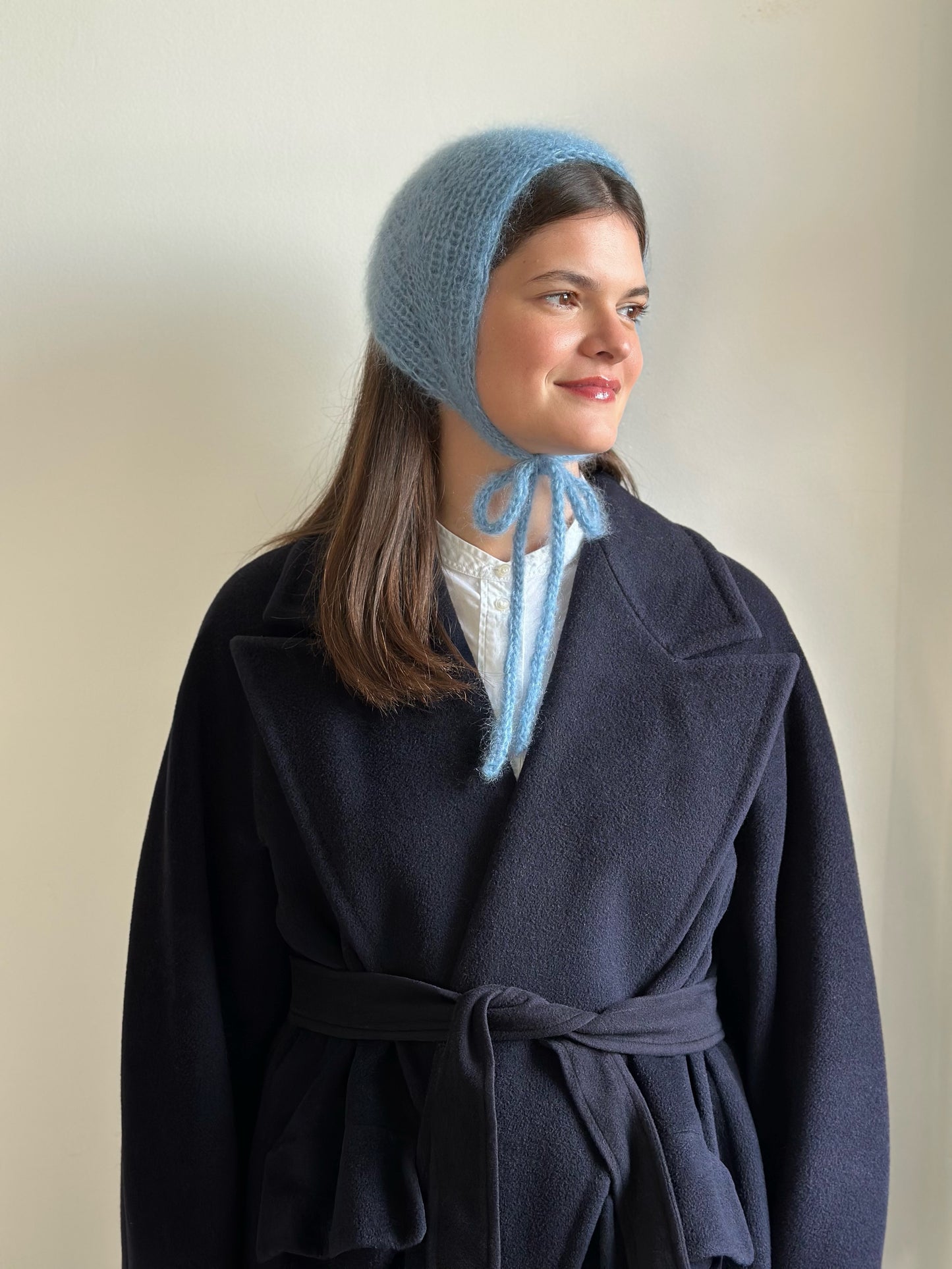 Handmade Silk & Mohair Bonnet - Frosted Baby Blue