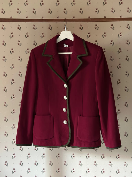 Vintage Burgundy Wool & Cashmere Blazer