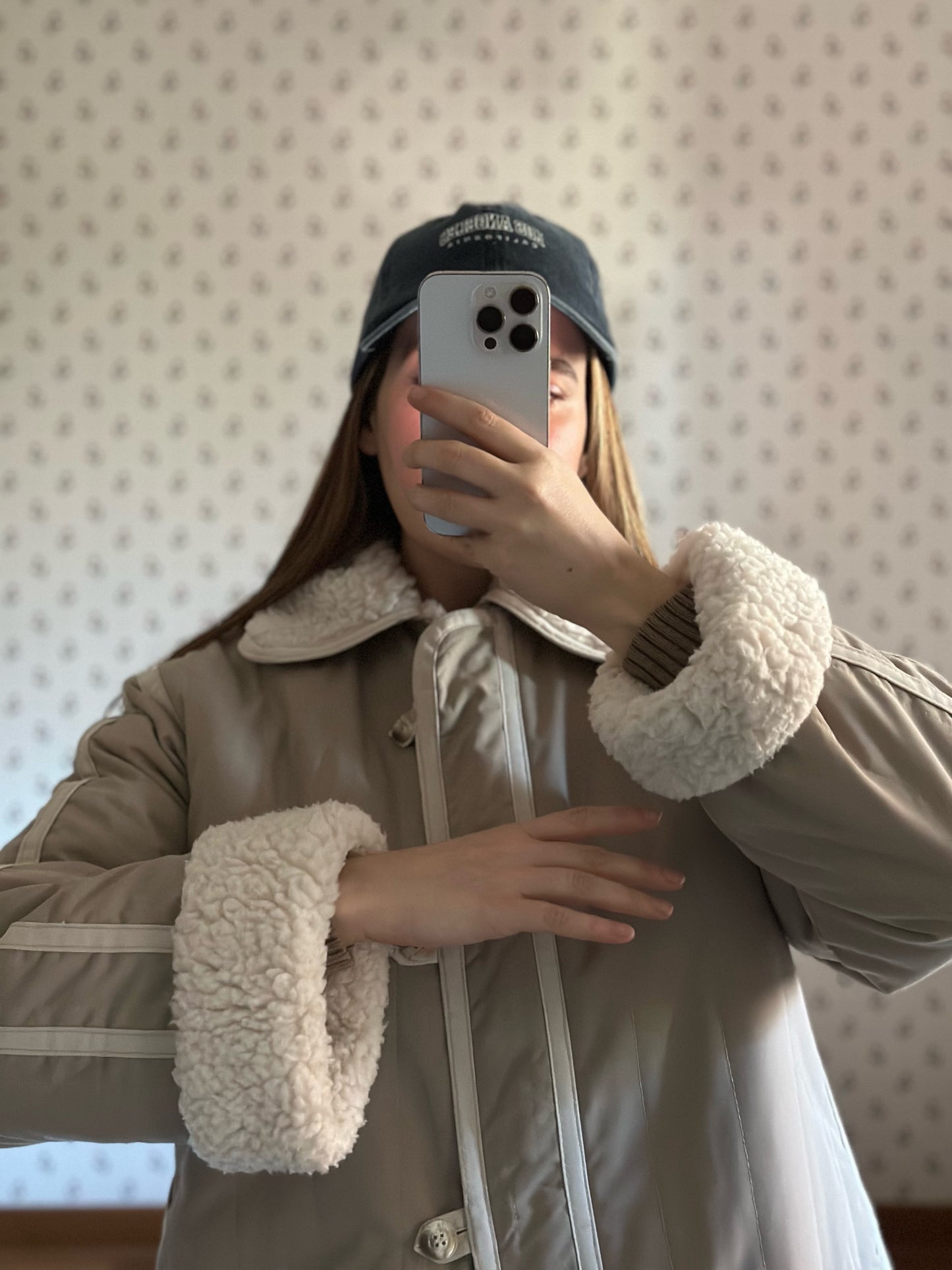 Vintage Faux Shearling Trench Coat