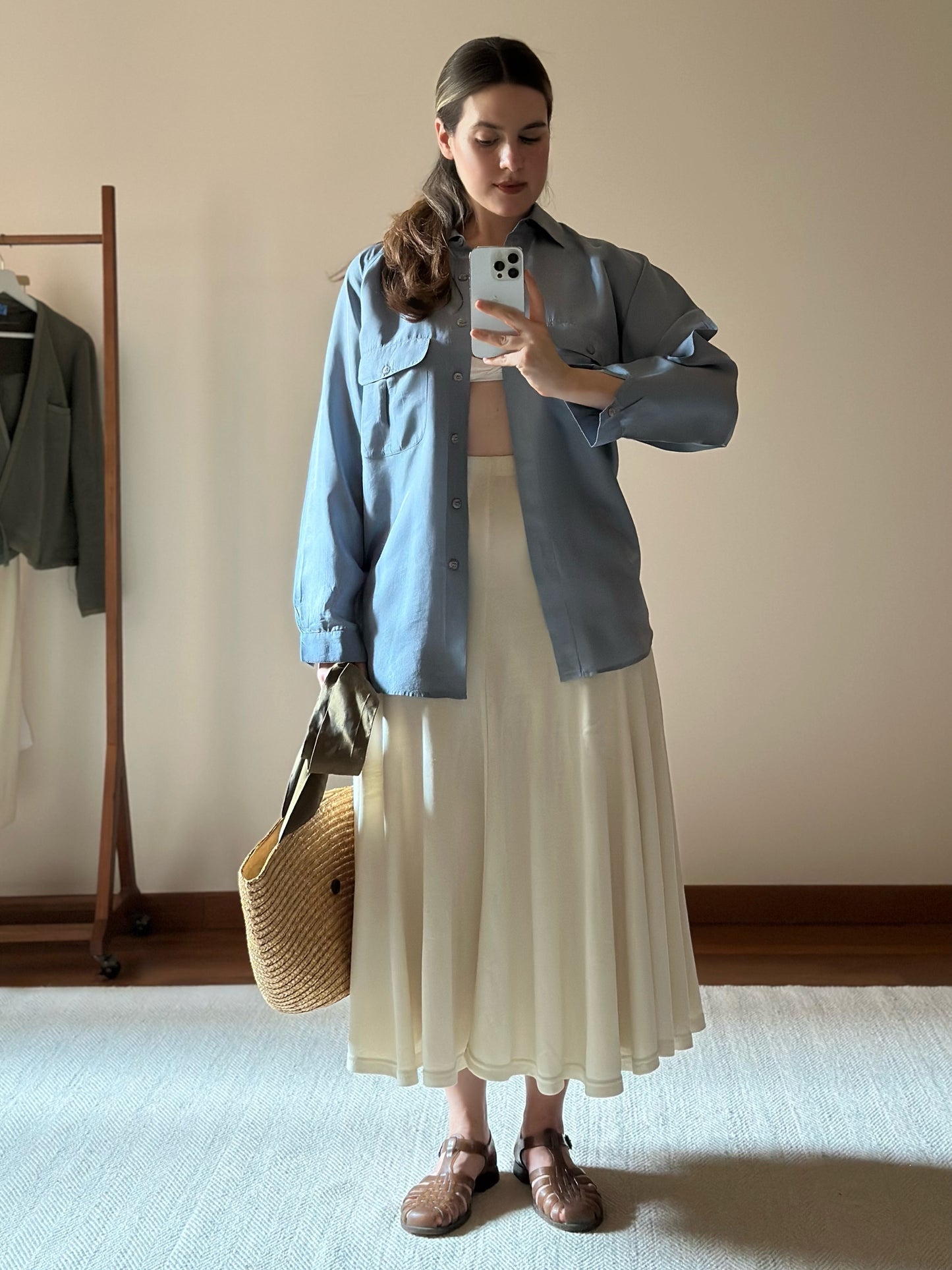 100% Silk Powder Bluse Shirt
