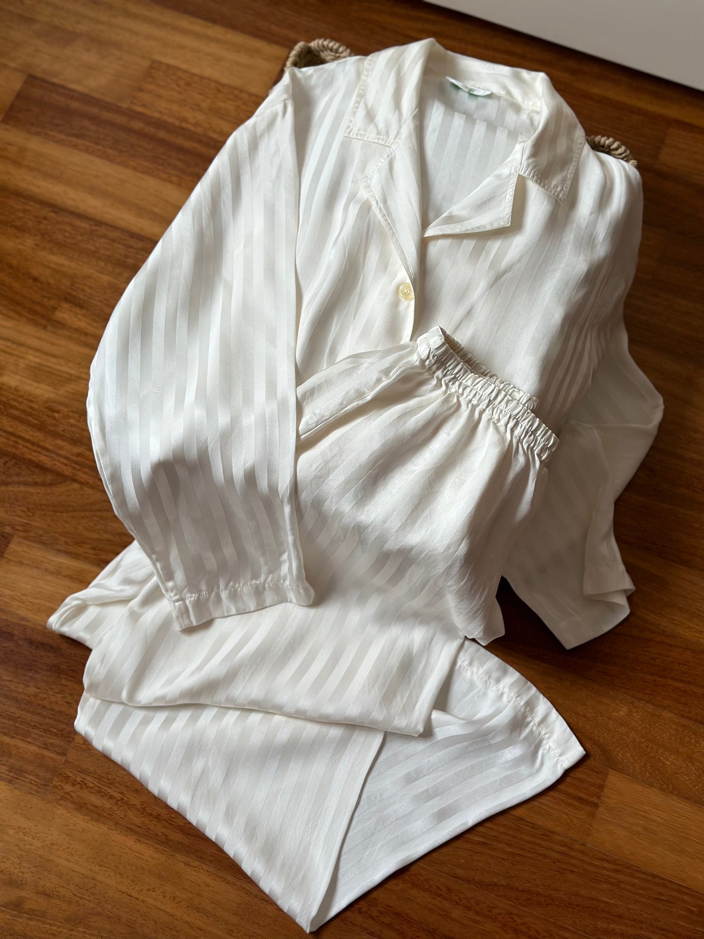 Vintage Pure Silk White Pajama Set