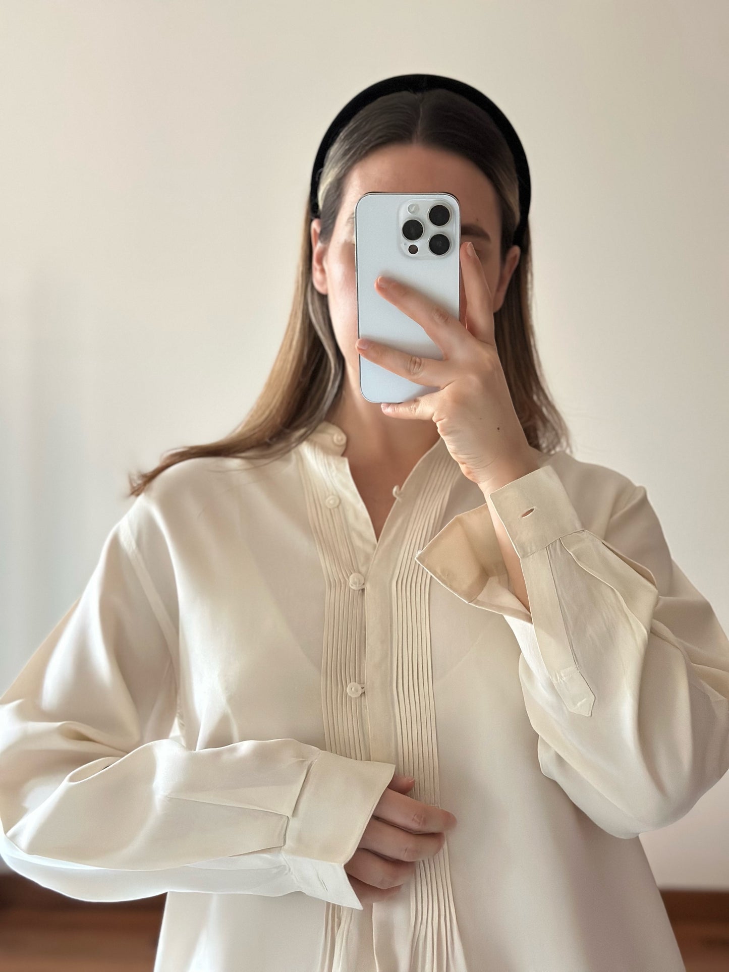 100% Silk Ivory White Blouse