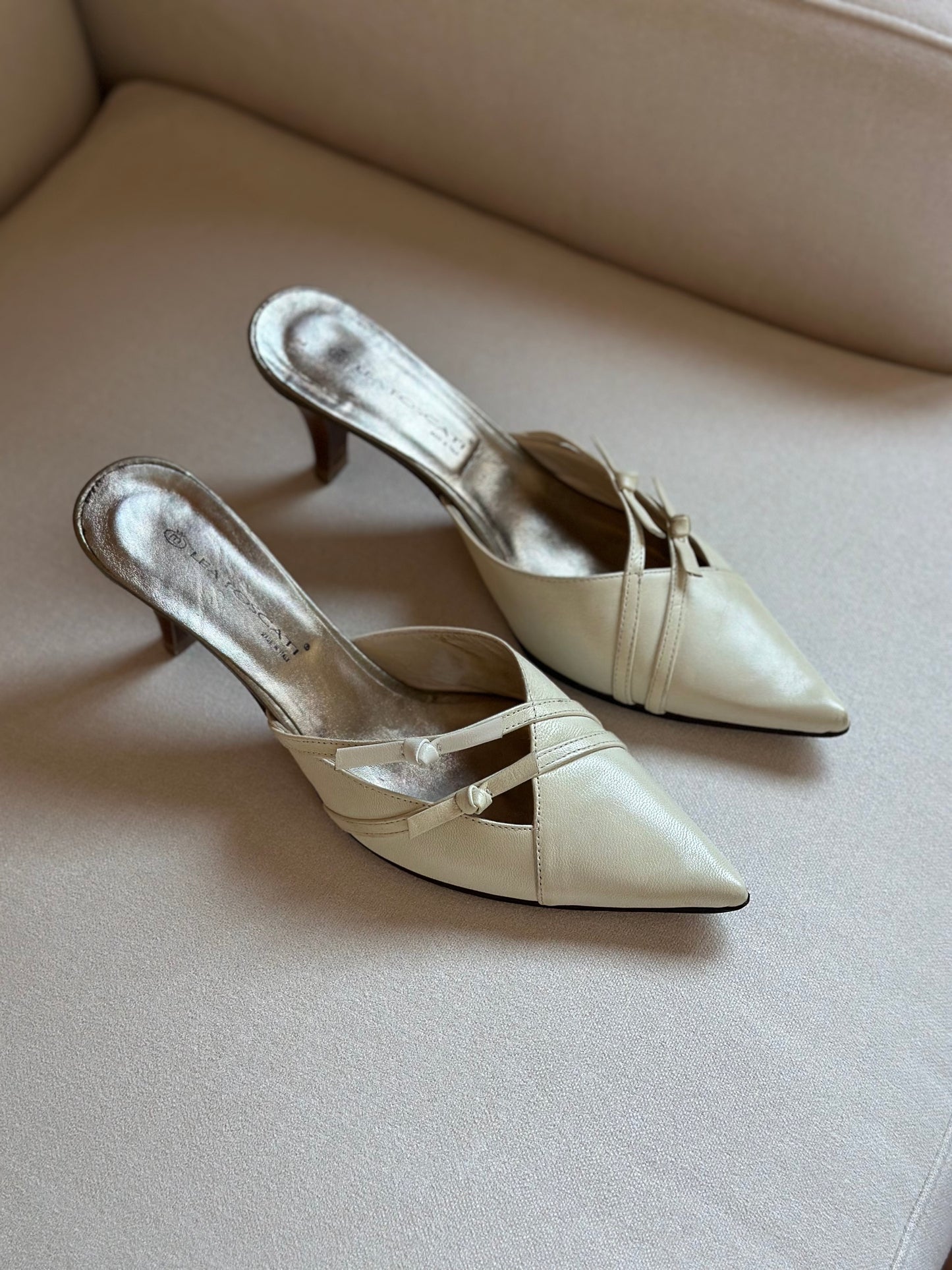 Ice-White Pointy Mules